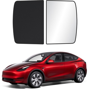 EcoNour Tesla Windshield Sun Shade for Model 3/Y 2017-2026, Foldable Front Window Sunshade Heat & UV Blocker for Tesla Interior Accessories(Tesla Model Y Roof)