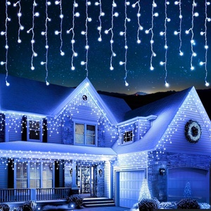 EcoNour Warm White Easter Icicle Lights for Outside, 196.85 FT 2000LED Outdoor Icicle Lights with 8 Mode, 8HR Timer, Memory Function, Clear Wire connectable, Plug in Fairy Lights for Roofline, Yard(Cool White)
