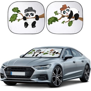 EcoNour Windshield Sun Shade Cartoon Design Medium Size (31″ L x 28″ W), Funny Printed Car Sunshade Foldable, 240T Polyester Blocks Heat and UV Rays for Front Window Protection(Medium-Grey)