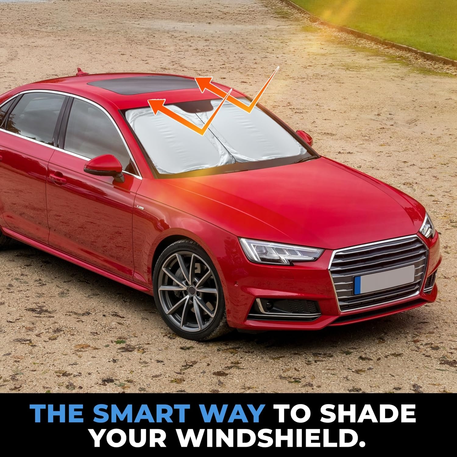image:imageAutovir Truck Windshield Sun Shade Foldable Front Windshield Sunshade for Pickup Truck Heat amp UV Protection Premium Reflective DualLayer Design Large 325 x 36DetachableMedium