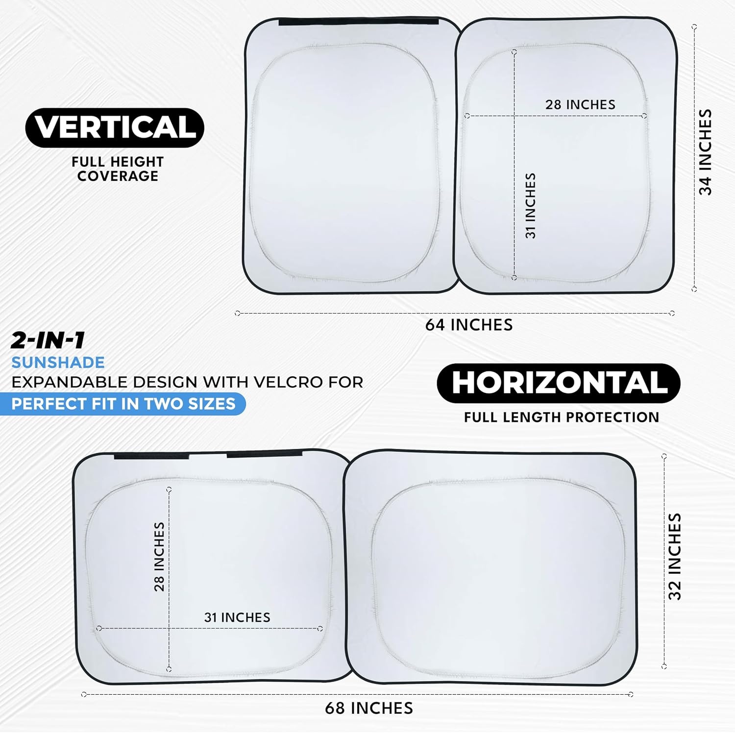 image:imageAutovir Truck Windshield Sun Shade Foldable Front Windshield Sunshade for Pickup Truck Heat amp UV Protection Premium Reflective DualLayer Design Large 325 x 36DetachableMedium