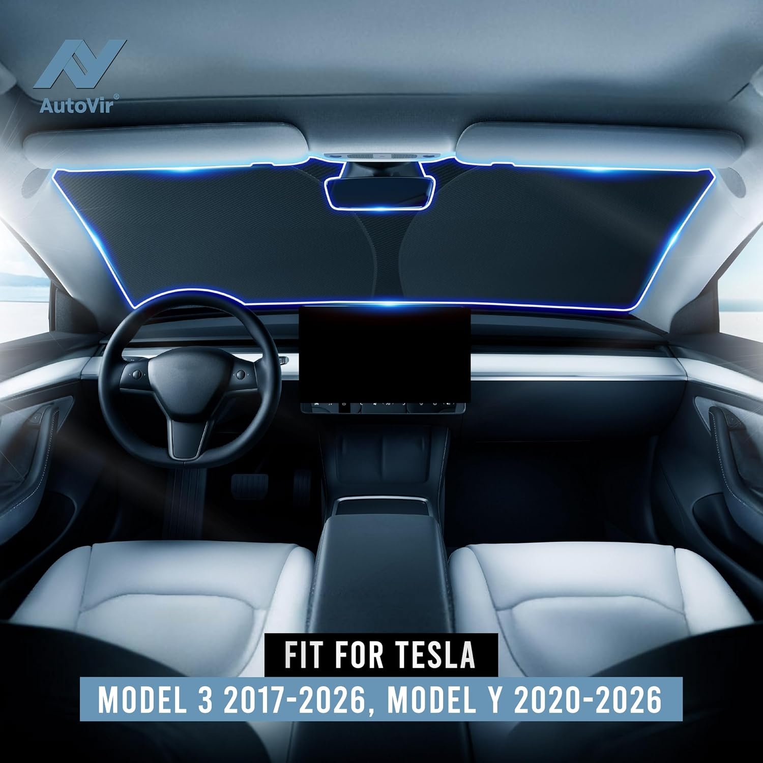 image:imageAutovir Windshield Sun Shade 20172026 Tesla Model 3 amp Y 280T Visor ShadeModel 3 Y