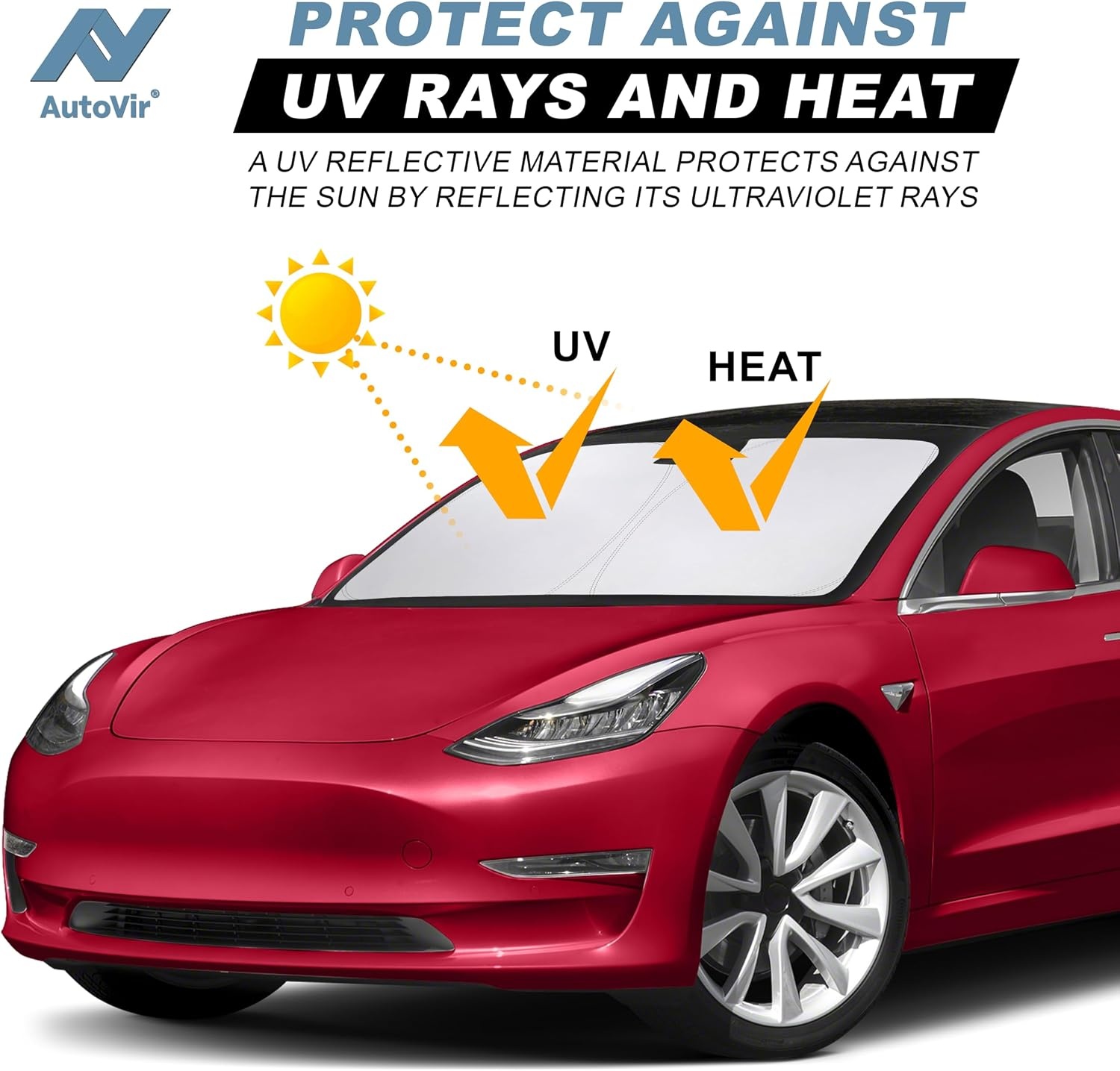 image:imageAutovir Windshield Sun Shade 20172026 Tesla Model 3 amp Y 280T Visor ShadeModel 3 Y