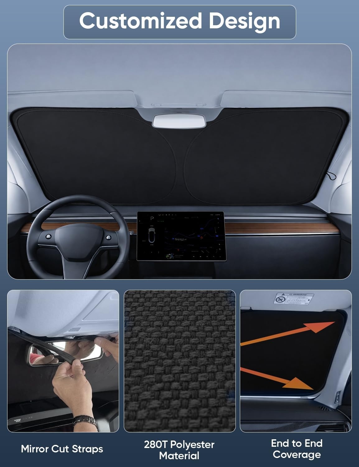 image:imageAutovir Windshield Sun Shade 20172026 Tesla Model 3 amp Y 280T Visor ShadeUx 20192026
