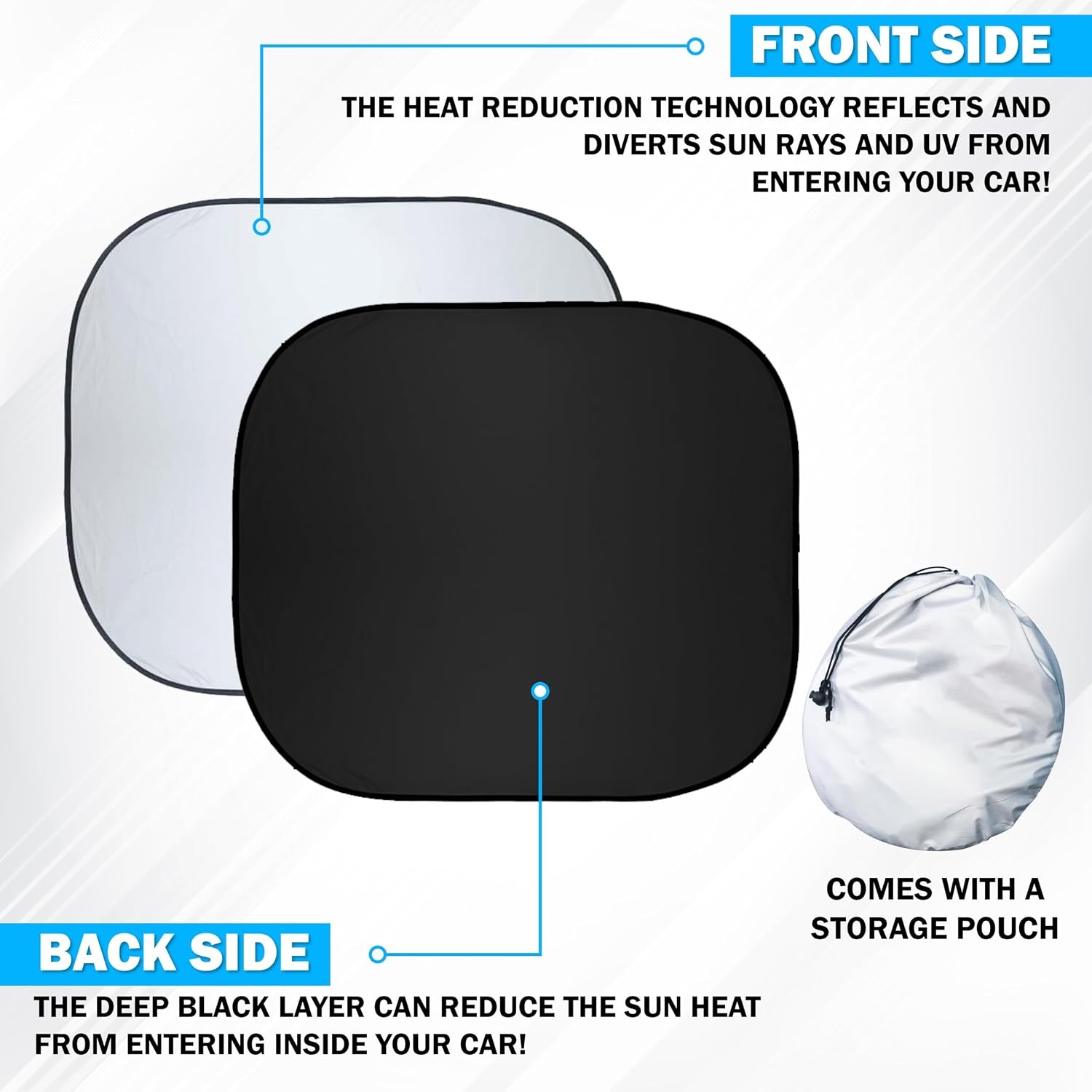 image:imageDetachable Car Windshield Sun Shade Foldable Sun Shield for Car Windshield Sun Shades for Heat and UV Protection Premium Reflective amp Dual Layer Design Small 60x28Small
