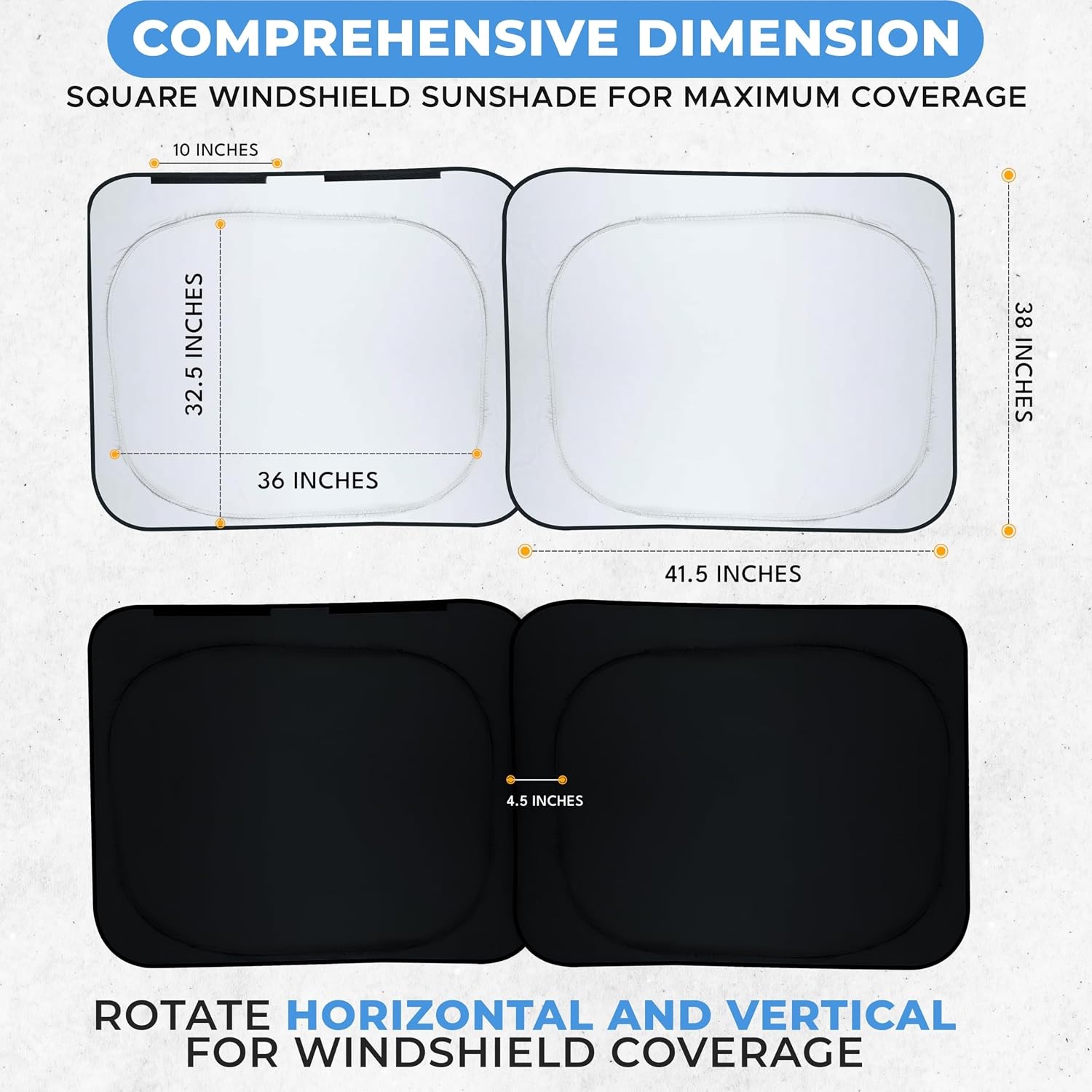 image:imageDetachable Truck Windshield Sun Shade Foldable Sunshade for Front Windshield Pickup Truck Sun Visor for Heat and UV Protection Premium Reflective amp Dual Layer Design Large 74x36
