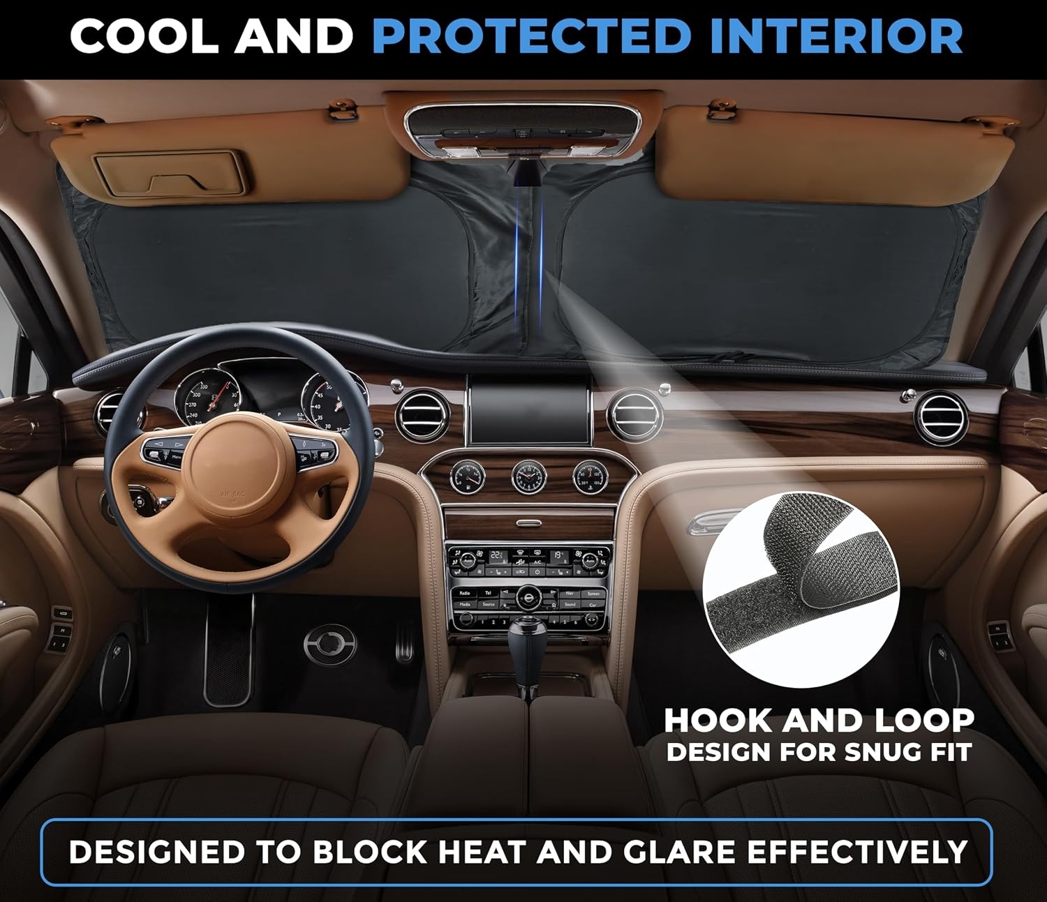 image:imageDetachable Truck Windshield Sun Shade Foldable Sunshade for Front Windshield Pickup Truck Sun Visor for Heat and UV Protection Premium Reflective amp Dual Layer Design Large 74x36