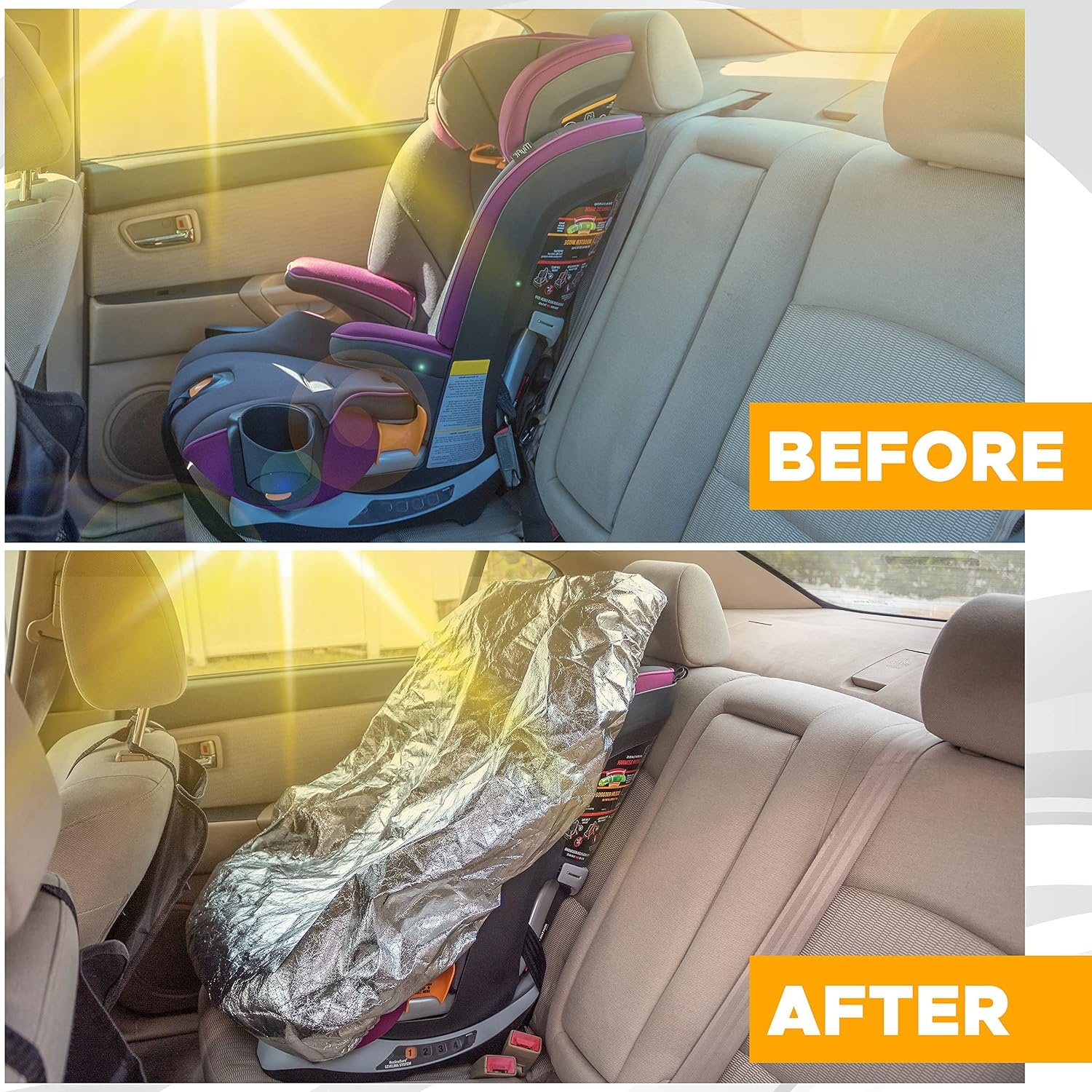 image:imageEcoNour 2 in 1 Car Steering Wheel Desk Baby Car Seat Sun Shade Cover Steering Wheel Tray for Laptop with Pen Holder Reflective Baby Seat Cover