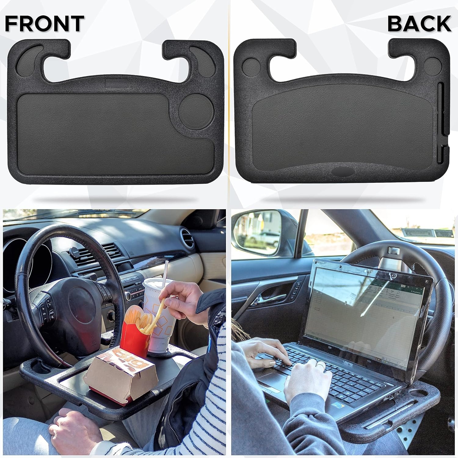 image:imageEcoNour 2 in 1 Car Steering Wheel Desk Car Trash Bag Foldable Small Car Trash Bag and MultiUse Hanging Car Garbage Bag Multipurpose Travel Car Accessories