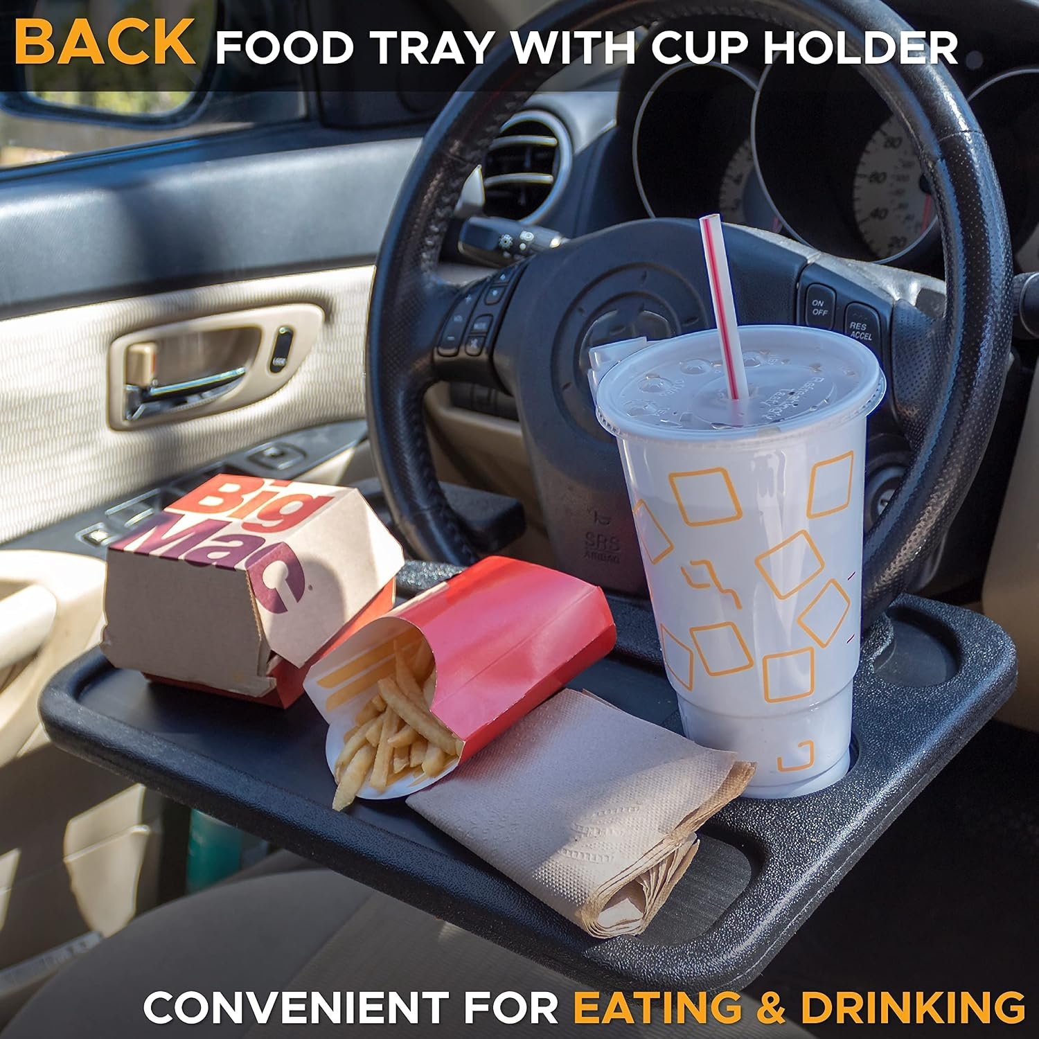 image:imageEcoNour 2 in 1 Car Steering Wheel Desk Car Trash Bag Foldable Small Car Trash Bag and MultiUse Hanging Car Garbage Bag Multipurpose Travel Car Accessories