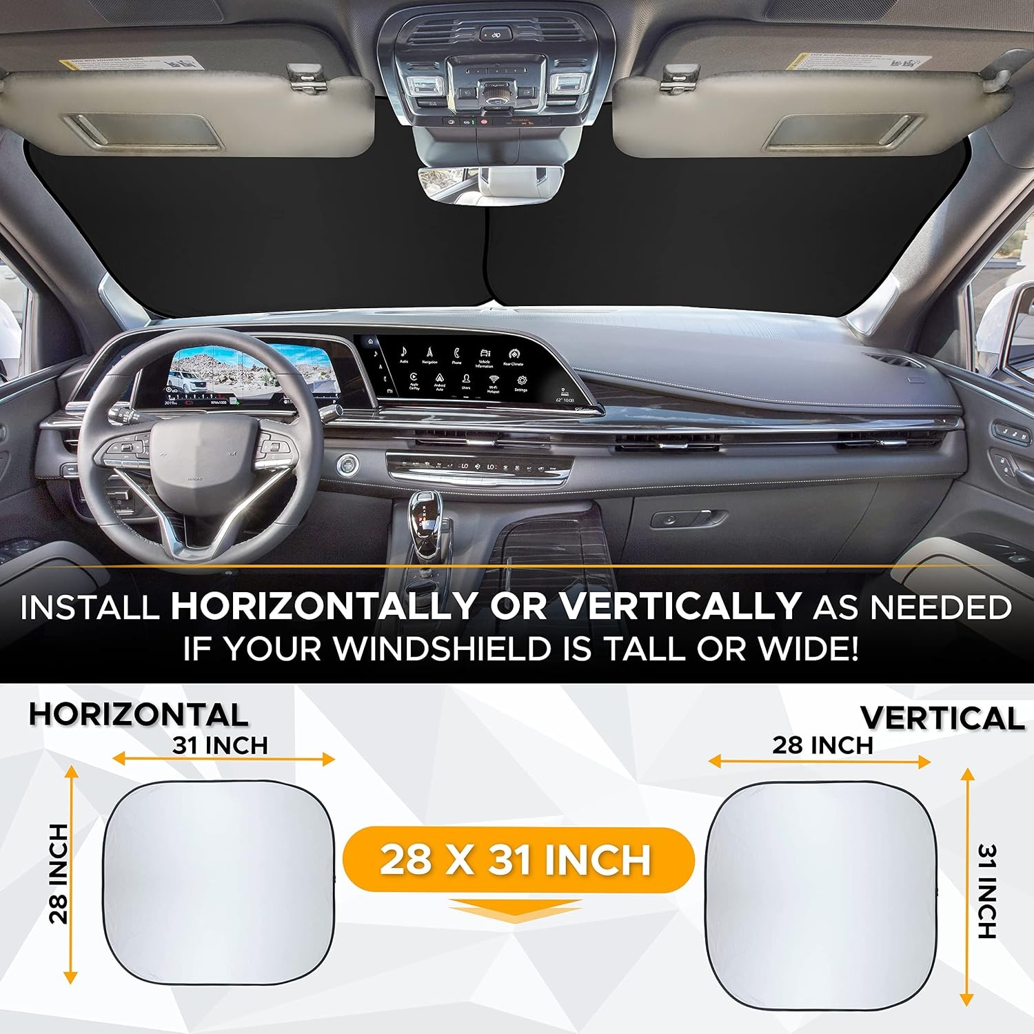 image:imageEcoNour 2Piece Cartoon Sun Shade Windshield Funny Printed 240T Polyester Sun Shield for Car UV amp Heat Rays Foldable Automotive Shades for Windshield with Sun Protection Medium 28 x 31 inches