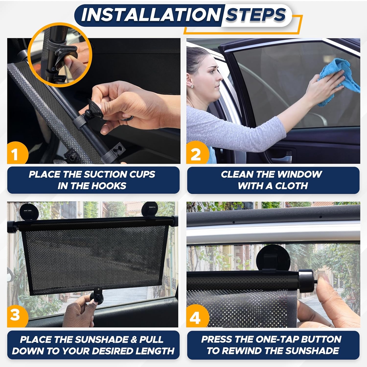 image:imageEcoNour 2Piece Windshield Sun Shade 26x18 EcoNour Car Side Window Sun Shade 15x17 Complete Automotive Sun Protection Car Shades for Side Windows