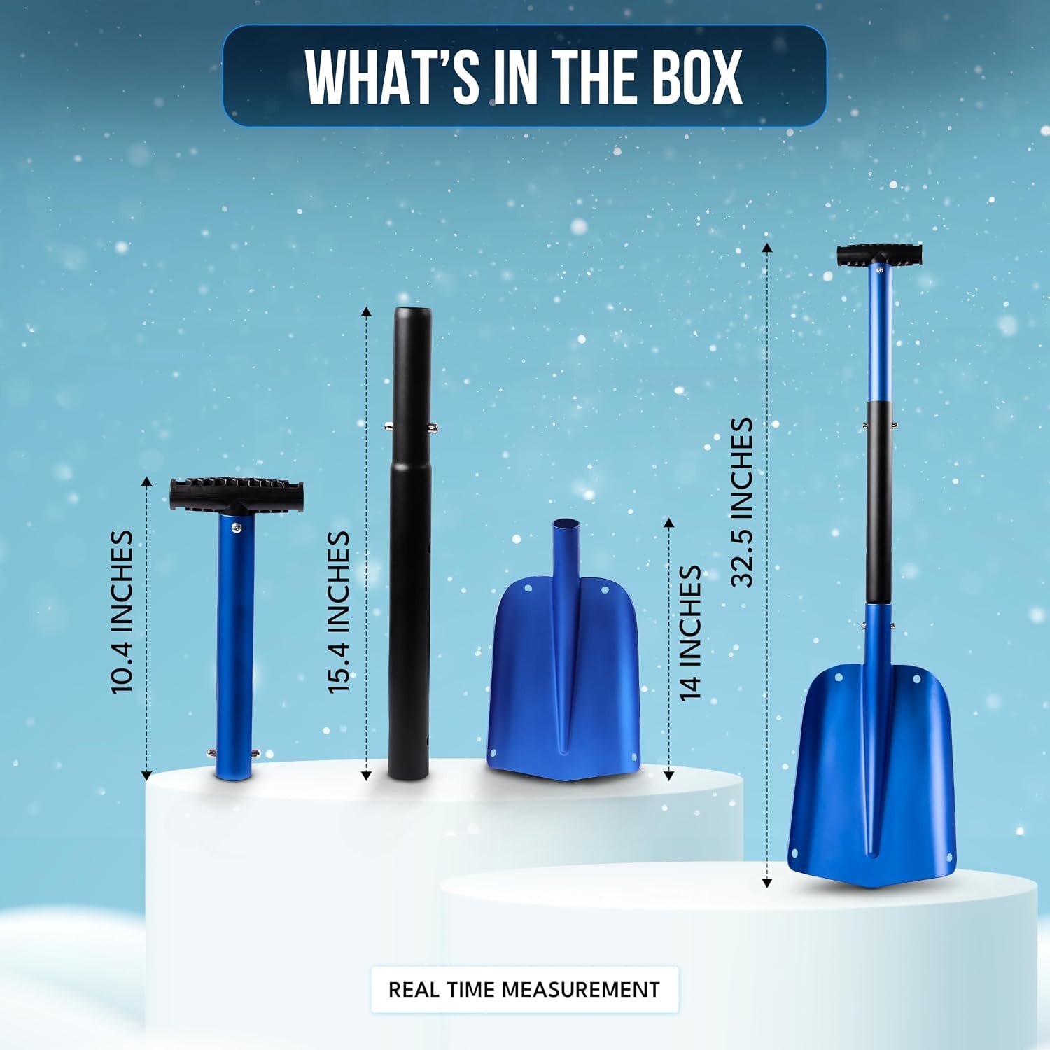 image:imageEcoNour 32 Multipurpose Snow Shovel for Car Driveway Lightweight Aluminum Shovel for Snow Sand and Garden Use HeavyDuty Foldable 3Piece Shovel for Car Home and Outdoors BlueBlue