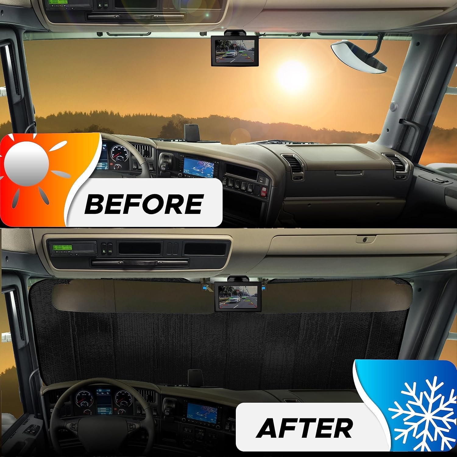 image:imageEcoNour Accordion Car Windshield Sun Shade for Trucks Car Window Shades for Large SUVs amp Pickups UV Blocker Sun Visor for Interior Protection amp Heat Control XL 66 x 27 InchesXXLarge