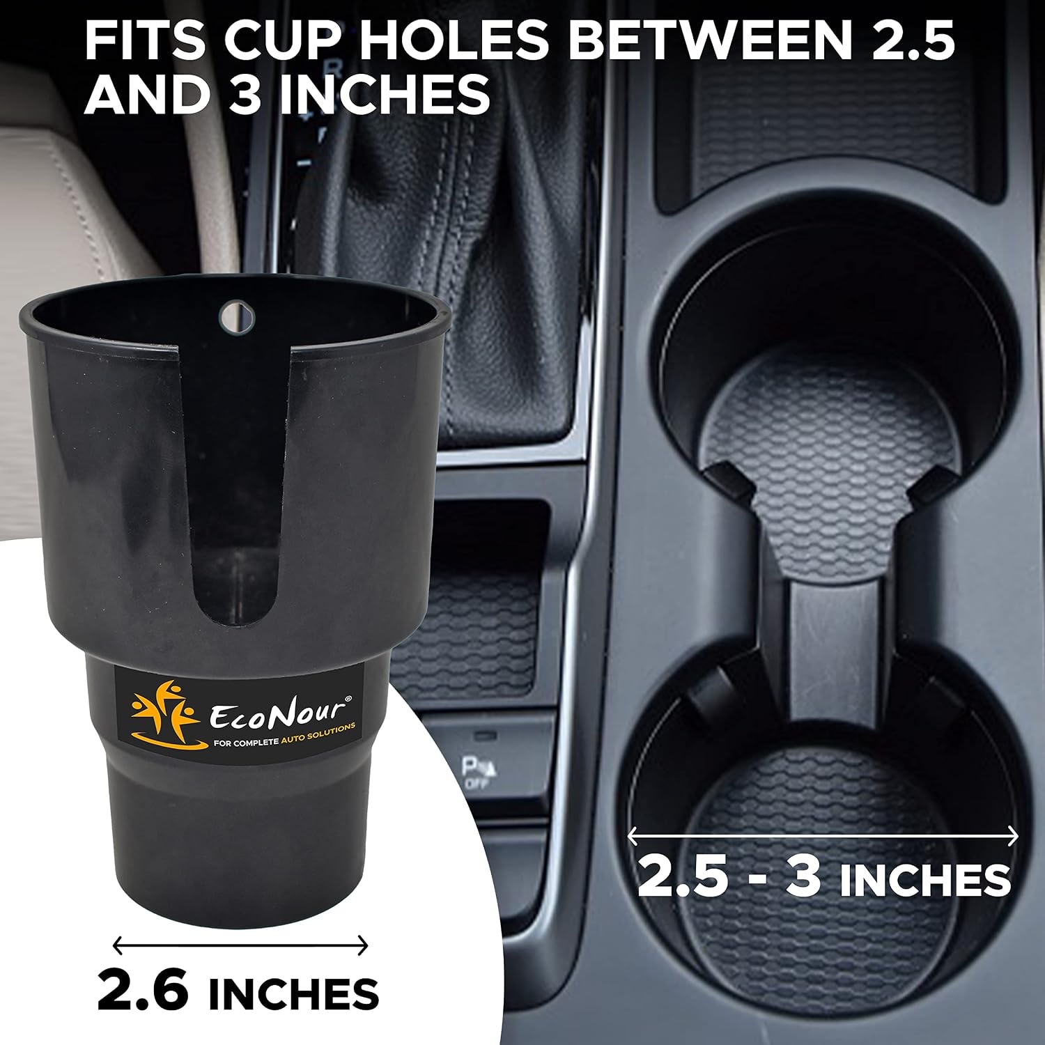 image:imageEcoNour Car Cup Coasters 2 Pack Car Cup Holder Cup Holder Accessories for Car Car Extender for Drinks