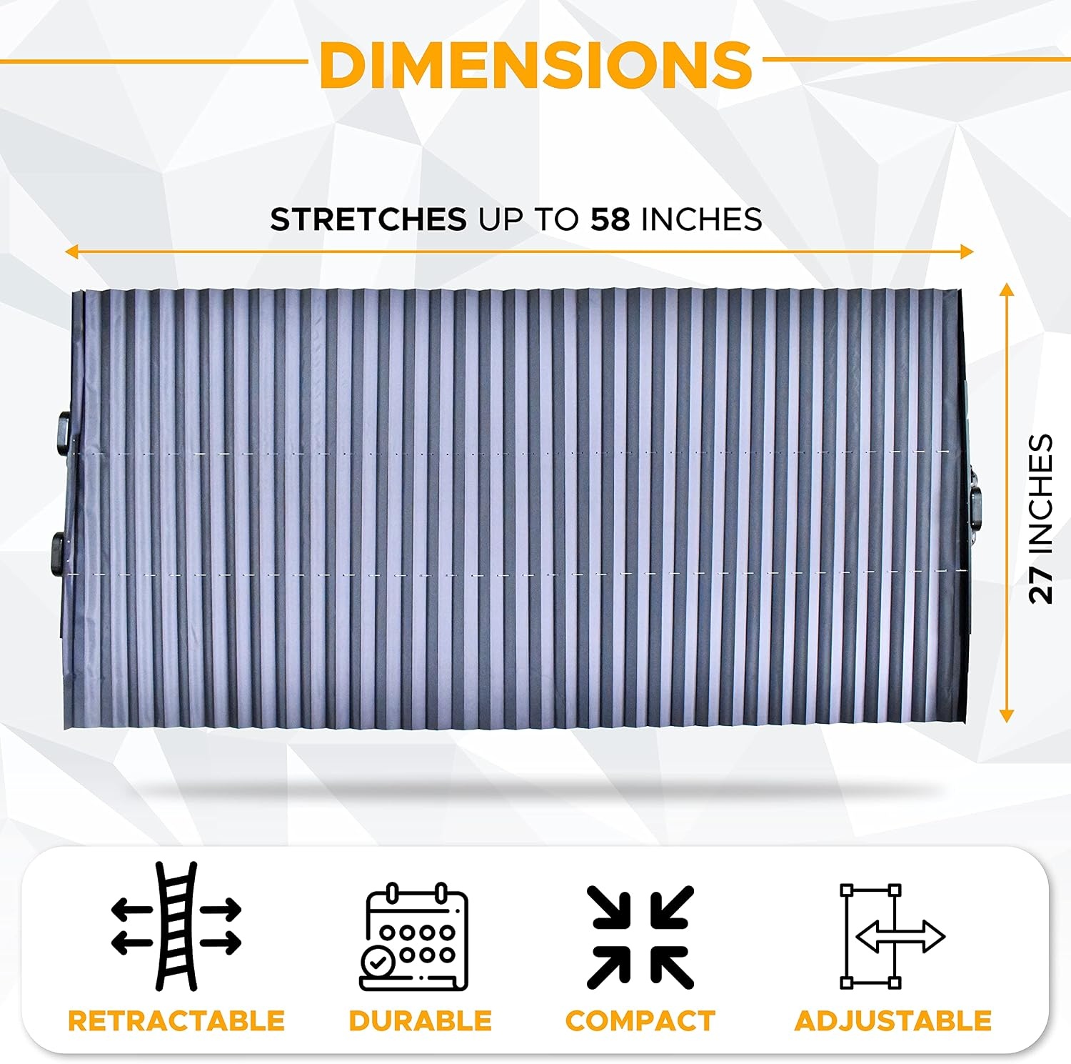 image:imageEcoNour Car Retractable Windshield Sun Shade Aluminum Cloth Fabric Sunshade to Block 99 Sun Heat and UV Car Sun Visor to Protect Car Interiors Adjustable Universal Size Fits for All Cars