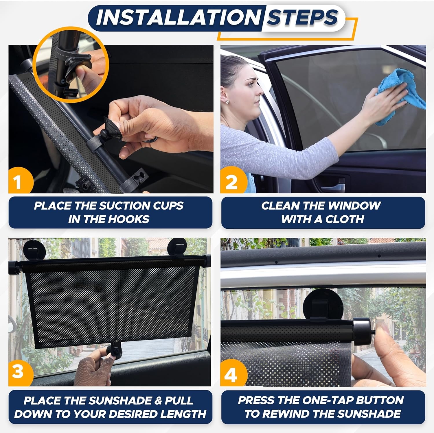 image:imageEcoNour Car Side Window Sun Shade 15x17 EcoNour 2 in 1 Car Steering Wheel Desk Car Shades for Side Windows Multipurpose Travel Car Accessories