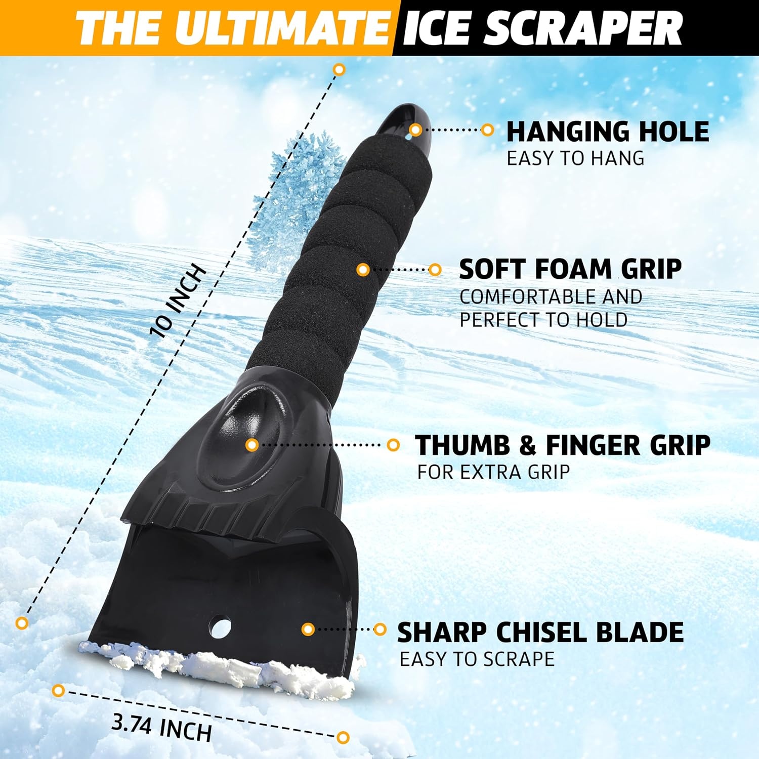 image:imageEcoNour Car Snow Brush amp Ice Scraper Bundle 3 Pack Includes 27 Aluminum Snow Brush with Ice Scrapers 1 Pack HeavyDuty Car Ice Scraper Winter Car Accessories for Snow Removal
