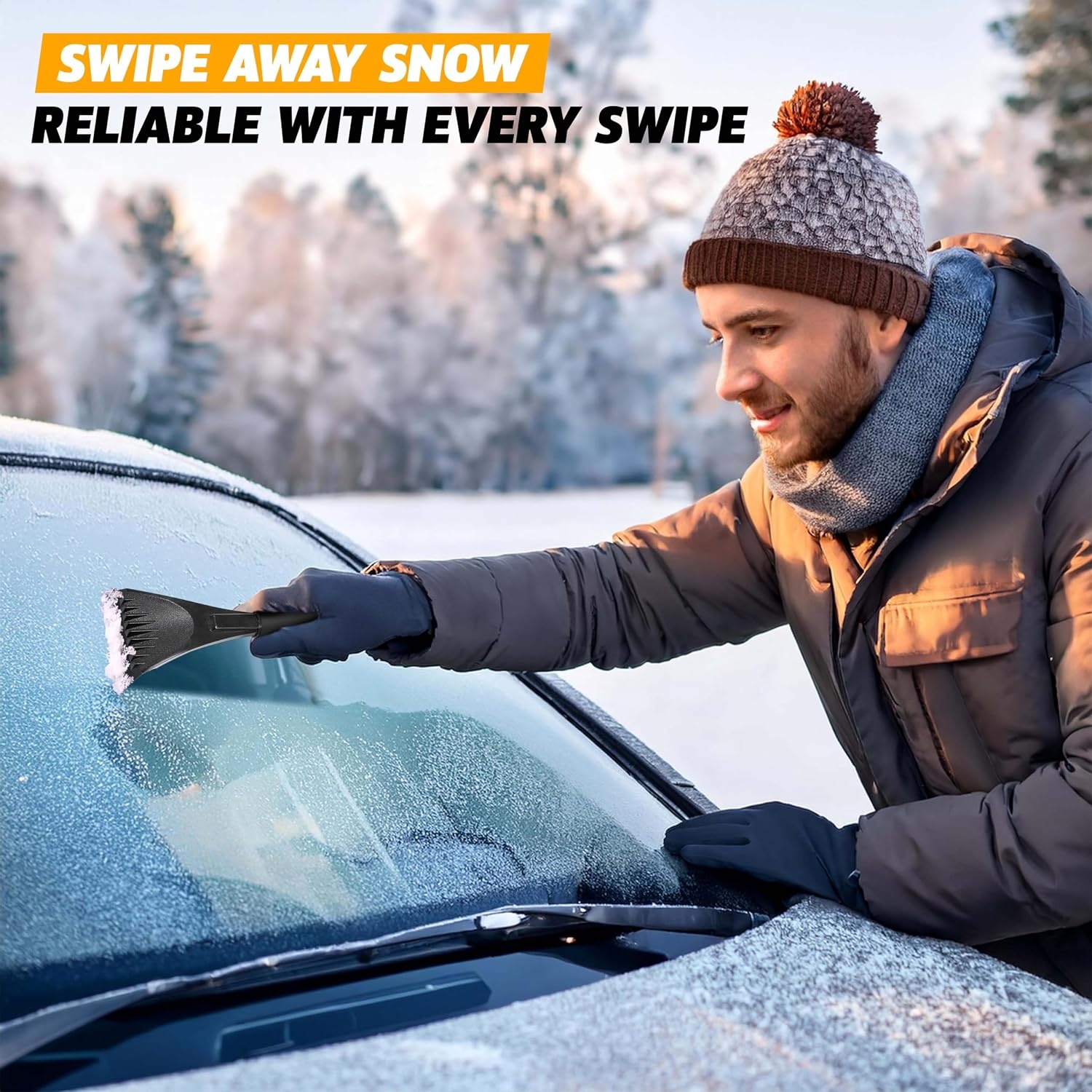 image:imageEcoNour Car Snow Brush amp Ice Scraper Bundle 4 Pack Includes 27 Aluminum Snow Brush with Ice Scrapers 2 Pack Windshield Ice Scrapers HeavyDuty Winter Car Accessories for Snow amp Ice Removal