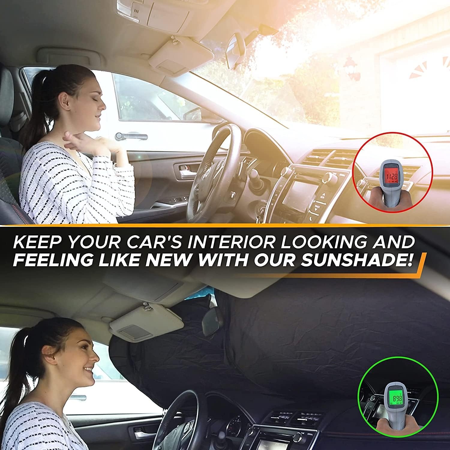 image:imageEcoNour Car Windshield Sun Shade 2 Pack Reflector Sunshade car Window Shades Car Reflective Sun Blocker Fits Small Sedans Mini SUVs amp Hatchbacks Medium 64 in x32 in