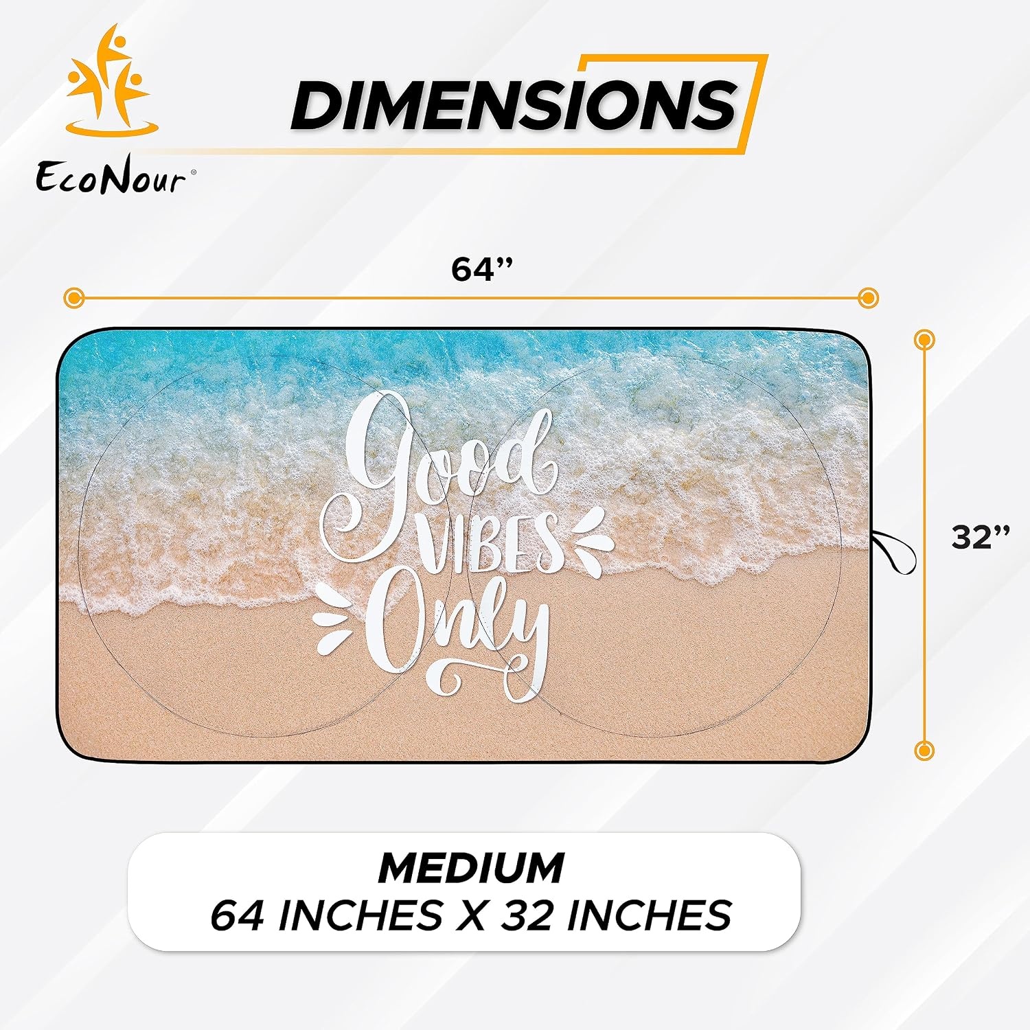 image:imageEcoNour Car Windshield Sun Shade with Pouch Good Vibes Front Window Sun Protector for UV Rays Car Interior Accessories Fits Small Sedans Mini SUVs amp Hatchbacks Medium 64 inches x 32 inches
