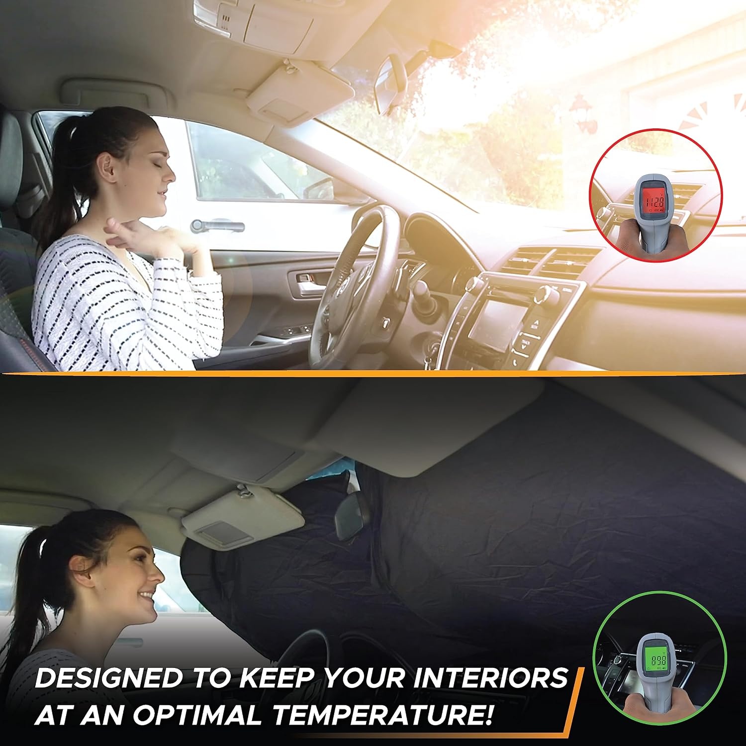 image:imageEcoNour Car Windshield Sun Shade with Pouch Good Vibes Front Window Sun Protector for UV Rays Car Interior Accessories Fits Small Sedans Mini SUVs amp Hatchbacks Medium 64 inches x 32 inches