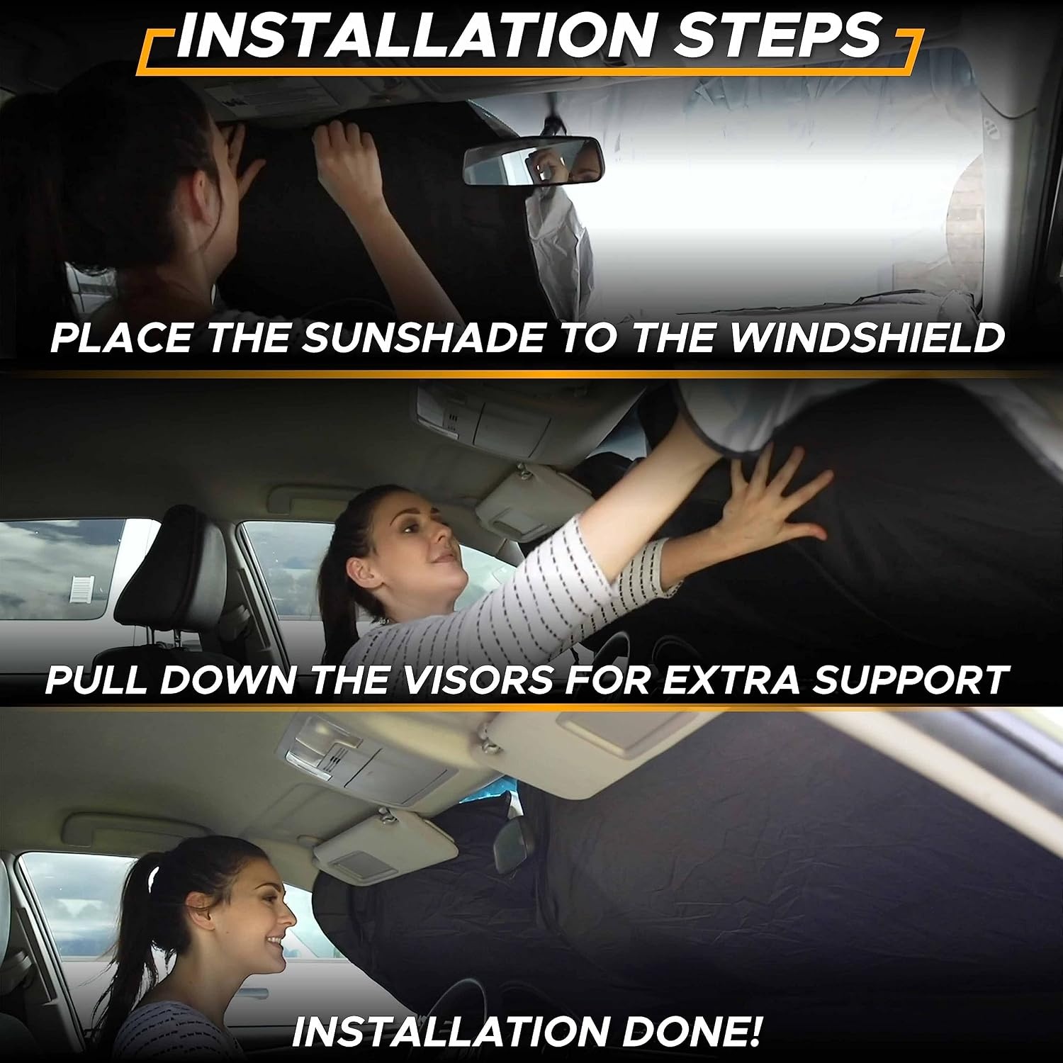 image:imageEcoNour Car Windshield Sun Shade with Pouch Good Vibes Front Window Sun Protector for UV Rays Car Interior Accessories Fits Small Sedans Mini SUVs amp Hatchbacks Medium 64 inches x 32 inches