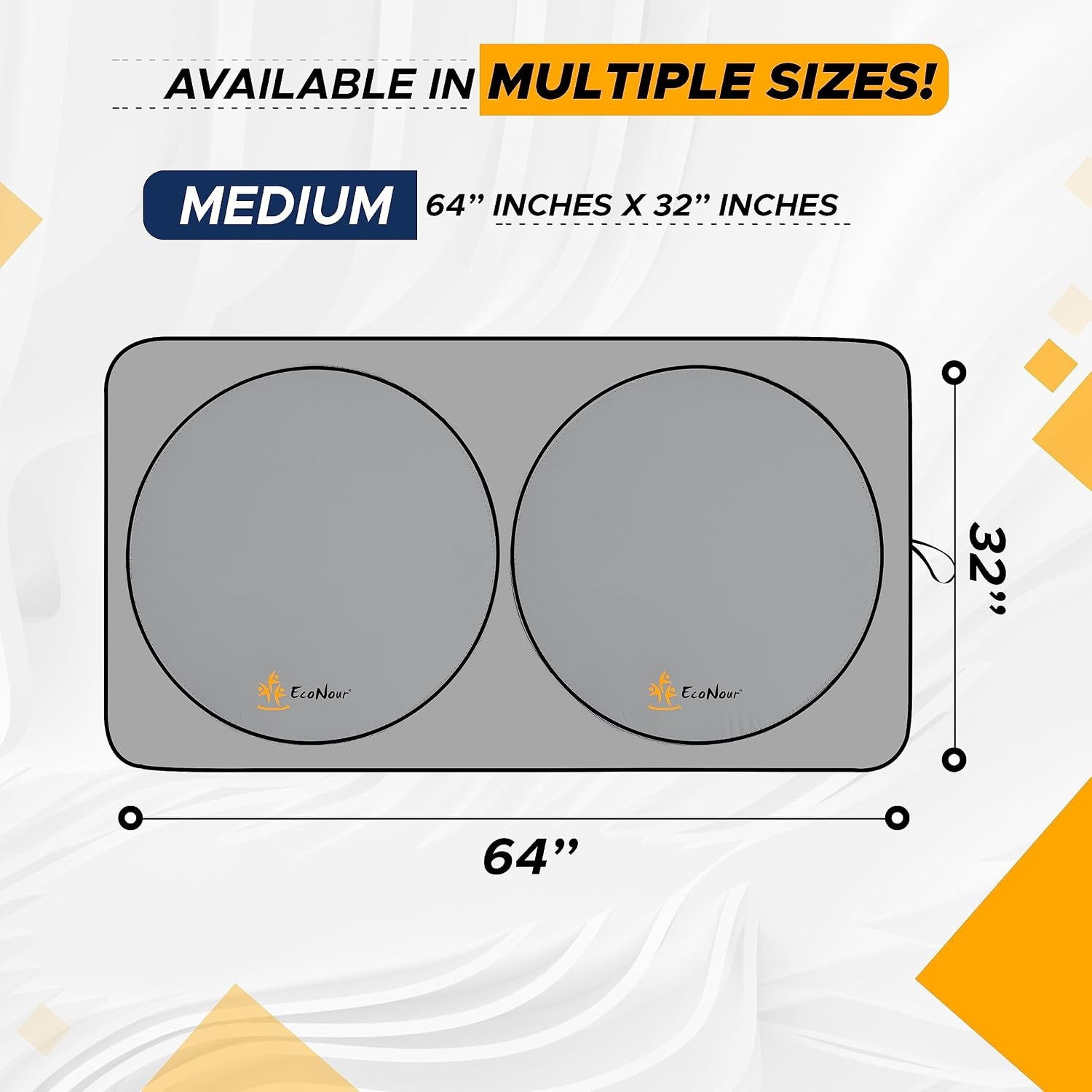 image:imageEcoNour Car Windshield Sun Shade with Storage Pouch Front Window Sun Protector for UV Rays amp Sun Heat Car Interior Accessories Fits Small Sedans Mini SUVs and Hatchbacks Medium 64x32 inches