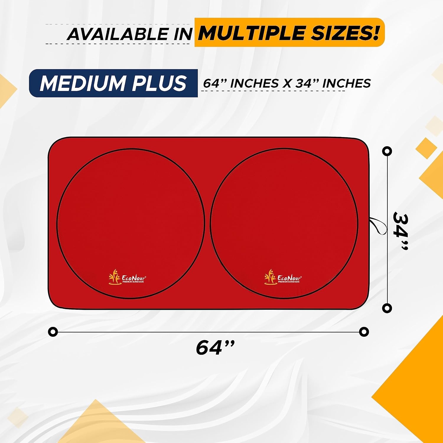 image:imageEcoNour Car Windshield Sun Shade with Storage Pouch Durable 240T Material Car Sun Visor for UV Rays Sun Heat Protection Car Interior Accessories for Sun Heat Medium Plus 64 in x 34 in