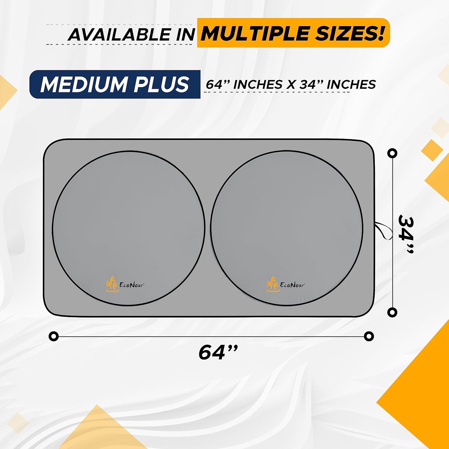 image:imageEcoNour Car Windshield Sun Shade with Storage Pouch Durable 300T Material Car Sun Visor for UV Rays Sun Heat Protection Car Interior Accessories for Sun Heat Medium Plus 64 in x 34 in