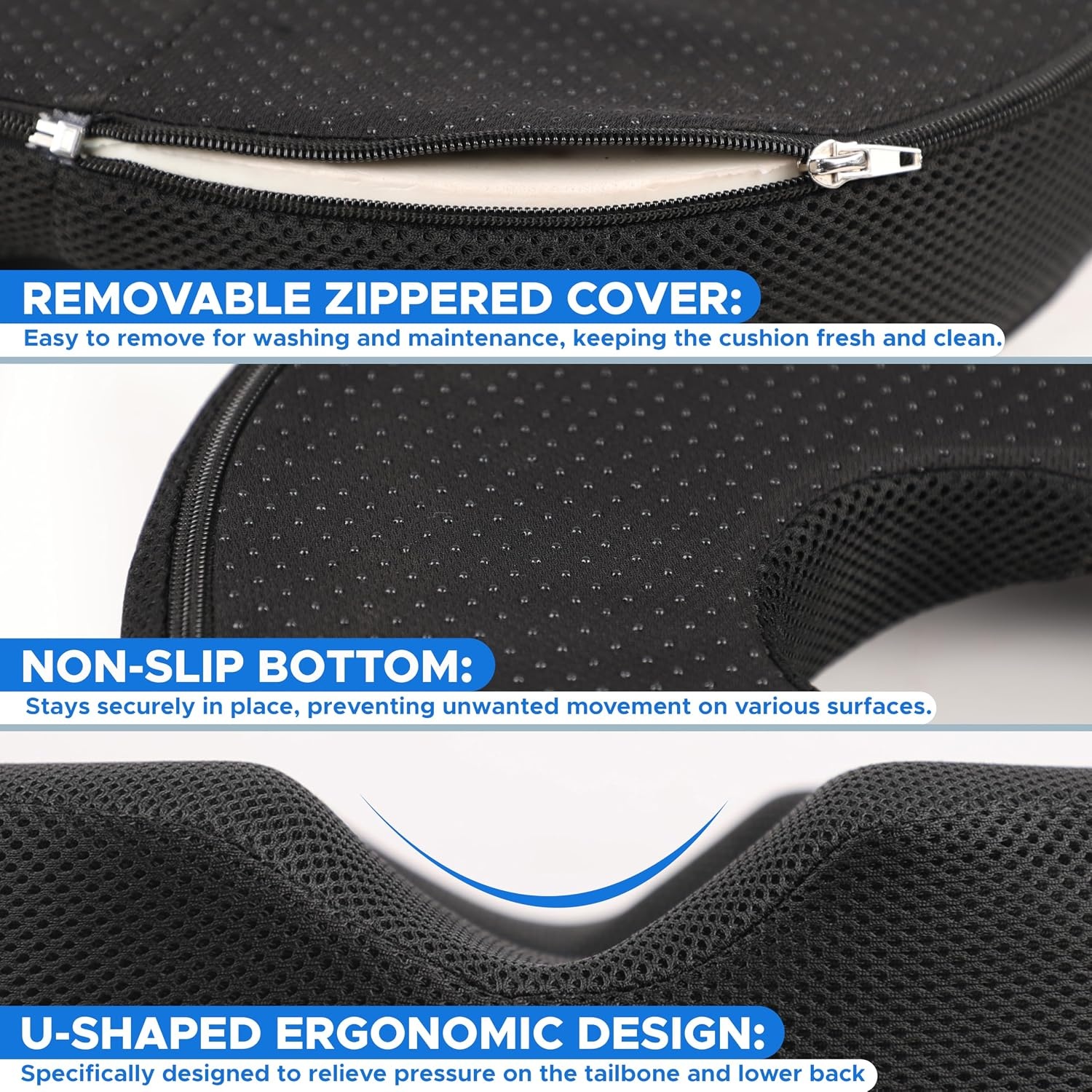 image:imageEcoNour Comfortable Donut Pillow Seat Cushion Memory Foam for Tailbone and Hip Support Ideal for Posture Improvement and Everyday Comfort Perfect for Office Chairs Cars and Wheelchairs