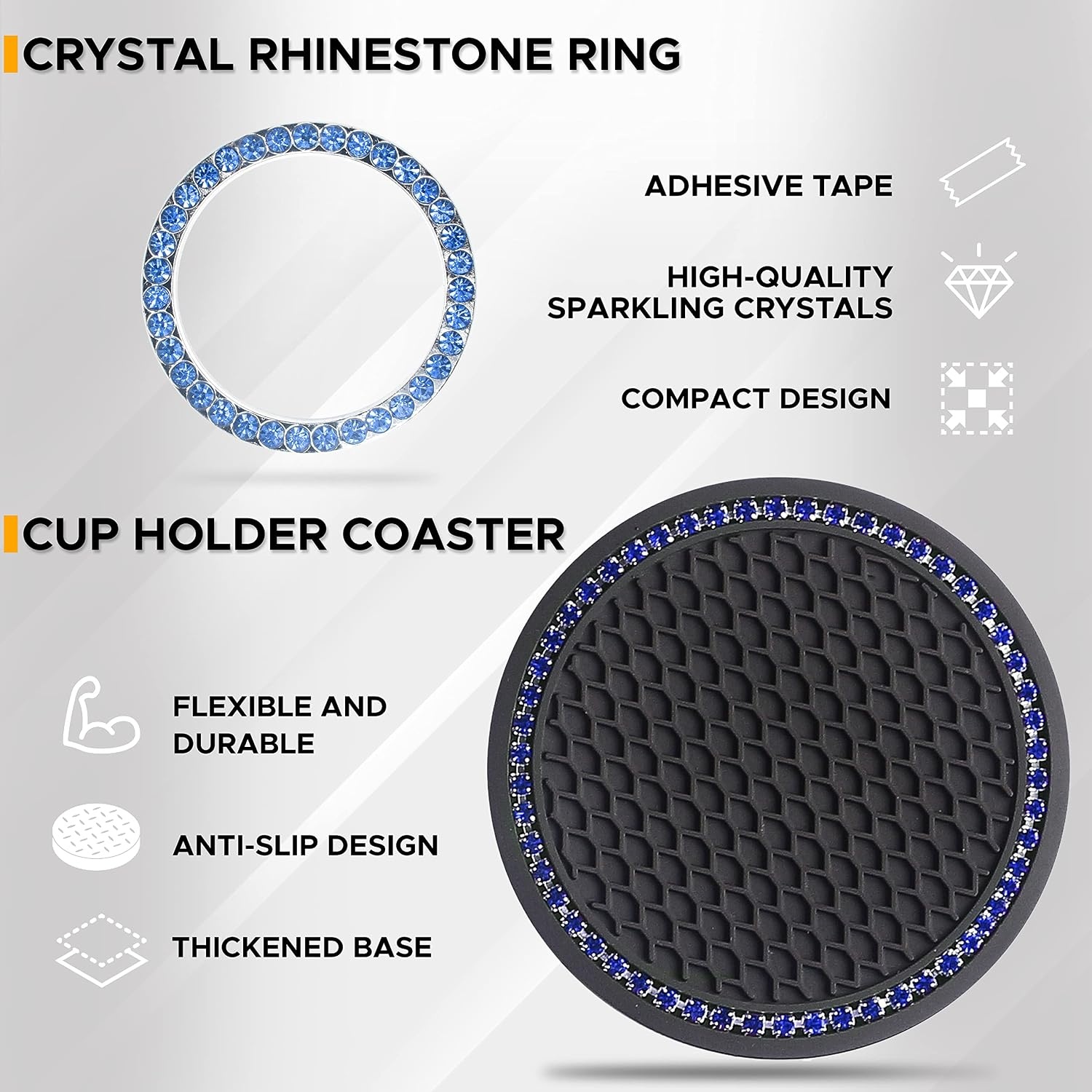 image:imageEcoNour Cup Coaster Black 2 Pack Trash Bag Blue Push Start Button Bling 1 Pack Waterproof and Leakproof Interiors