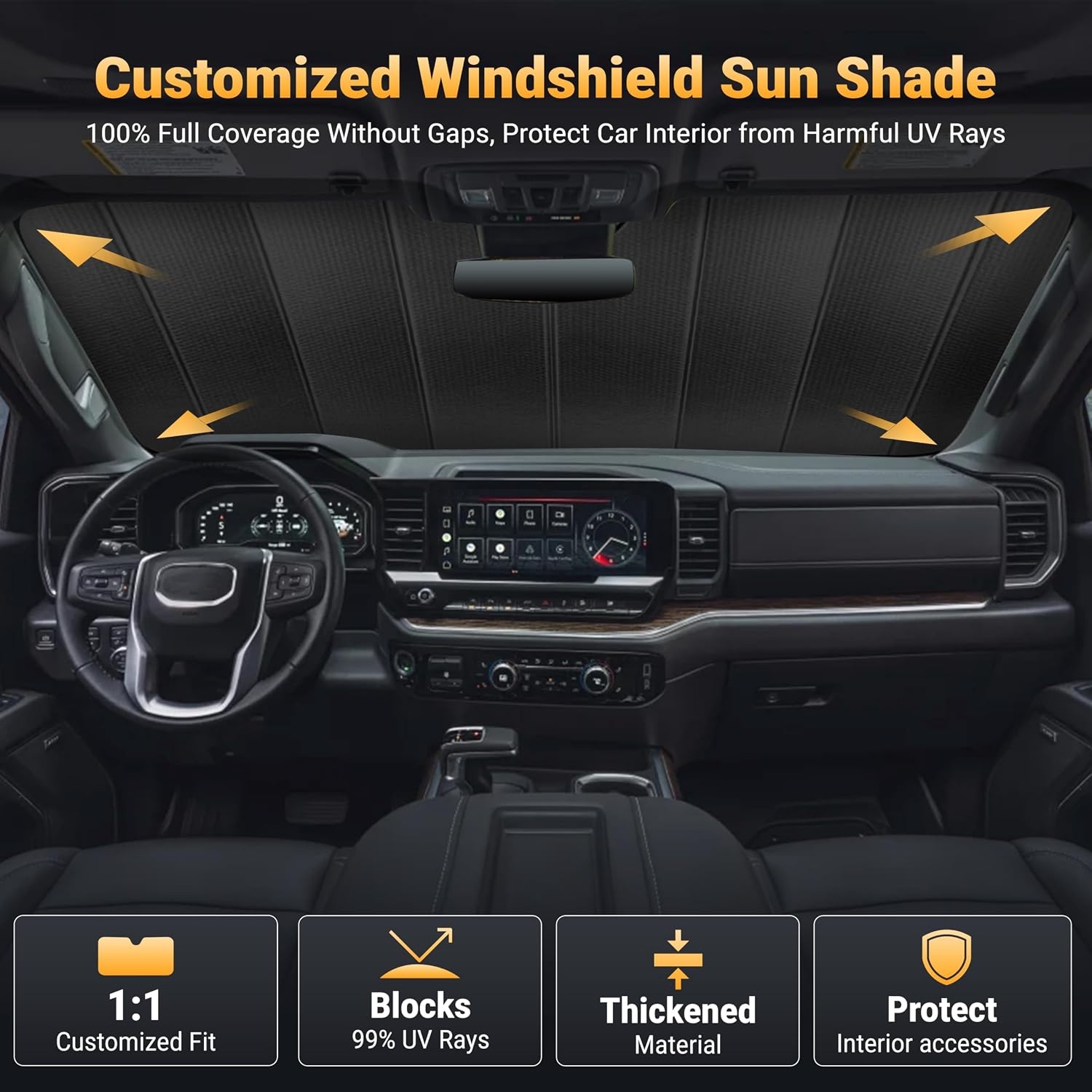 image:imageEcoNour Foldable Sun Shade Fit for Tesla Model 3Y 20172024 2025 2026 Accordion Windshield Sun Shade Front Car Window Shades Sun Visor Blocks UV Rays amp Heat Car AccessoriesFor Ford Maverick 20212026