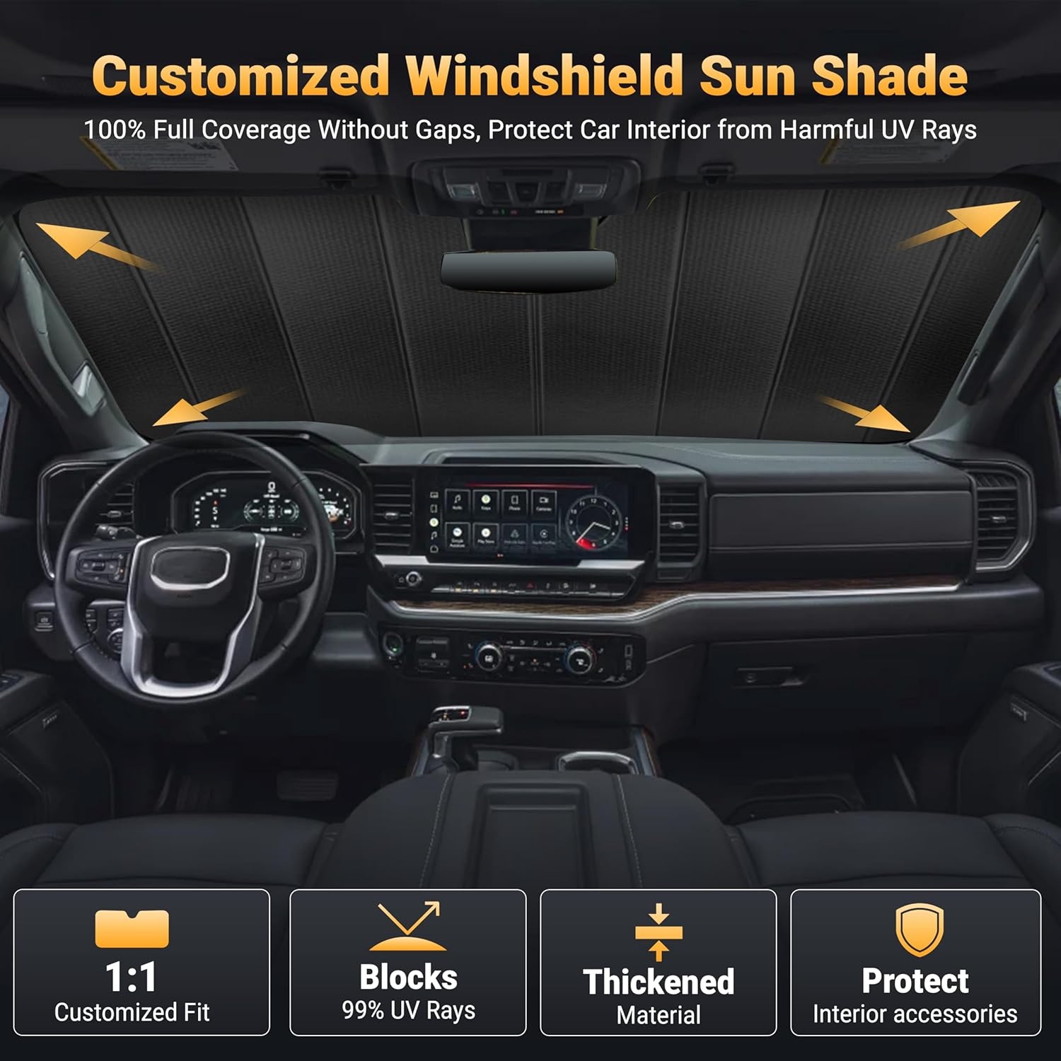 image:imageEcoNour Foldable Sun Shade Fit for Tesla Model 3Y 20172024 2025 2026 Accordion Windshield Sun Shade Front Car Window Shades Sun Visor Blocks UV Rays amp Heat Car AccessoriesFor Honda Pilot 20162026