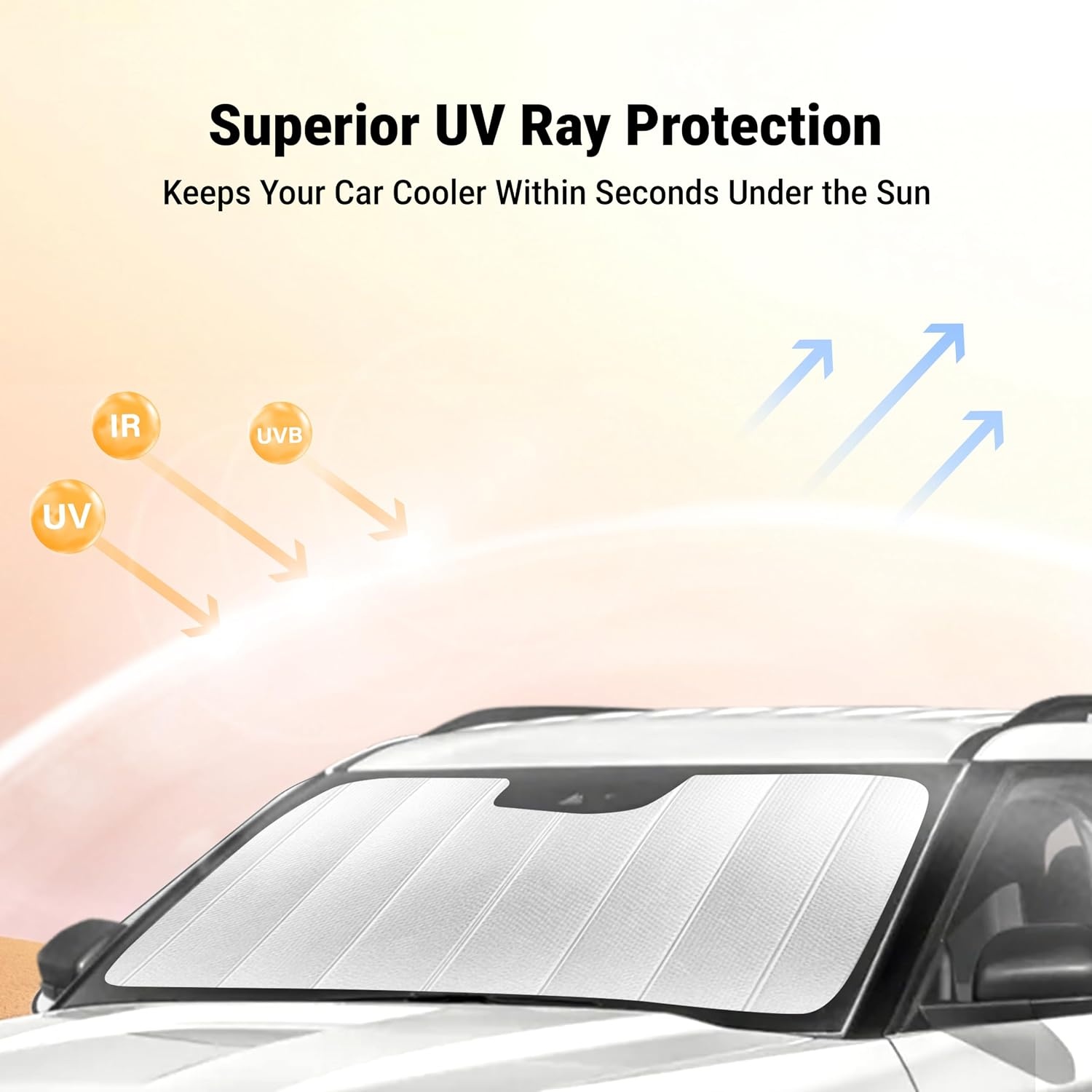 image:imageEcoNour Foldable Sun Shade Fit for Tesla Model 3Y 20172024 2025 2026 Accordion Windshield Sun Shade Front Car Window Shades Sun Visor Blocks UV Rays amp Heat Car AccessoriesFor Honda Civic 20222026
