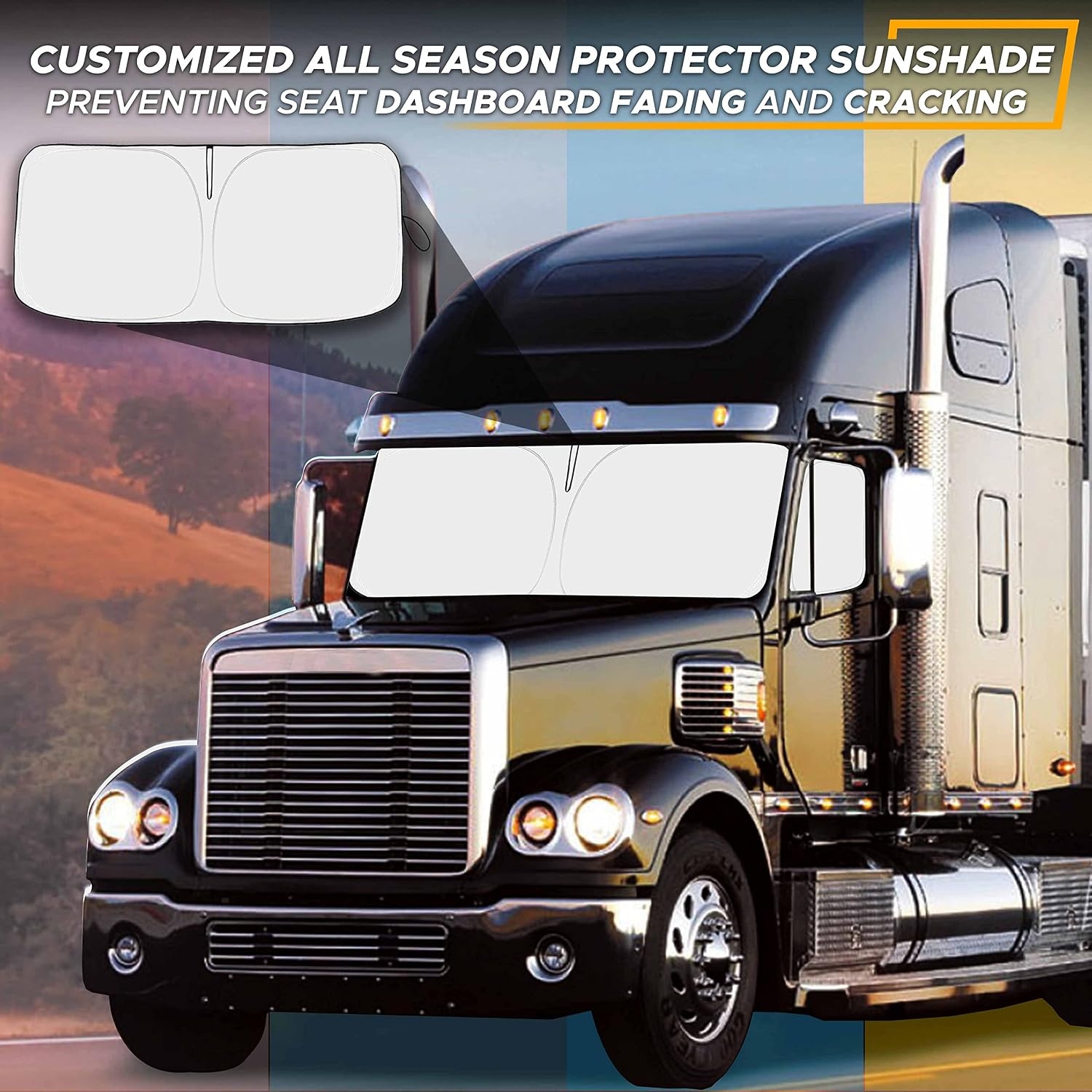 image:imageEcoNour Front Windshield amp Side Window Sunshade for Freightliner Cascadia Custom Fit 20182024 2025 SemiTruck Commercial amp Big Rig Truck Sun Shade Foldable Sun Protector Privacy Cover
