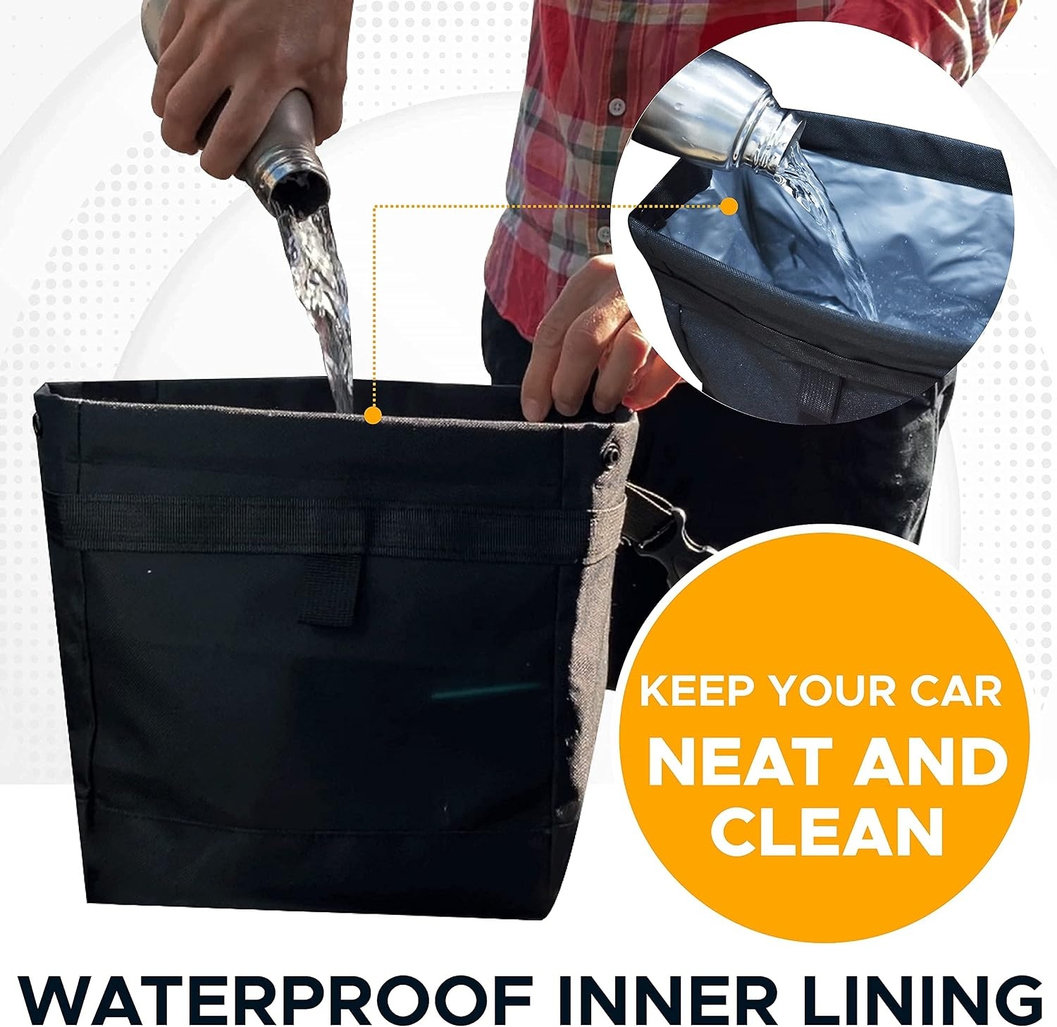 image:imageEcoNour Gap Filler amp Car Pocket Organizer 2 Pack Car Trash Bag Car Console Pocket Organizer Hanging Car Trash Bag