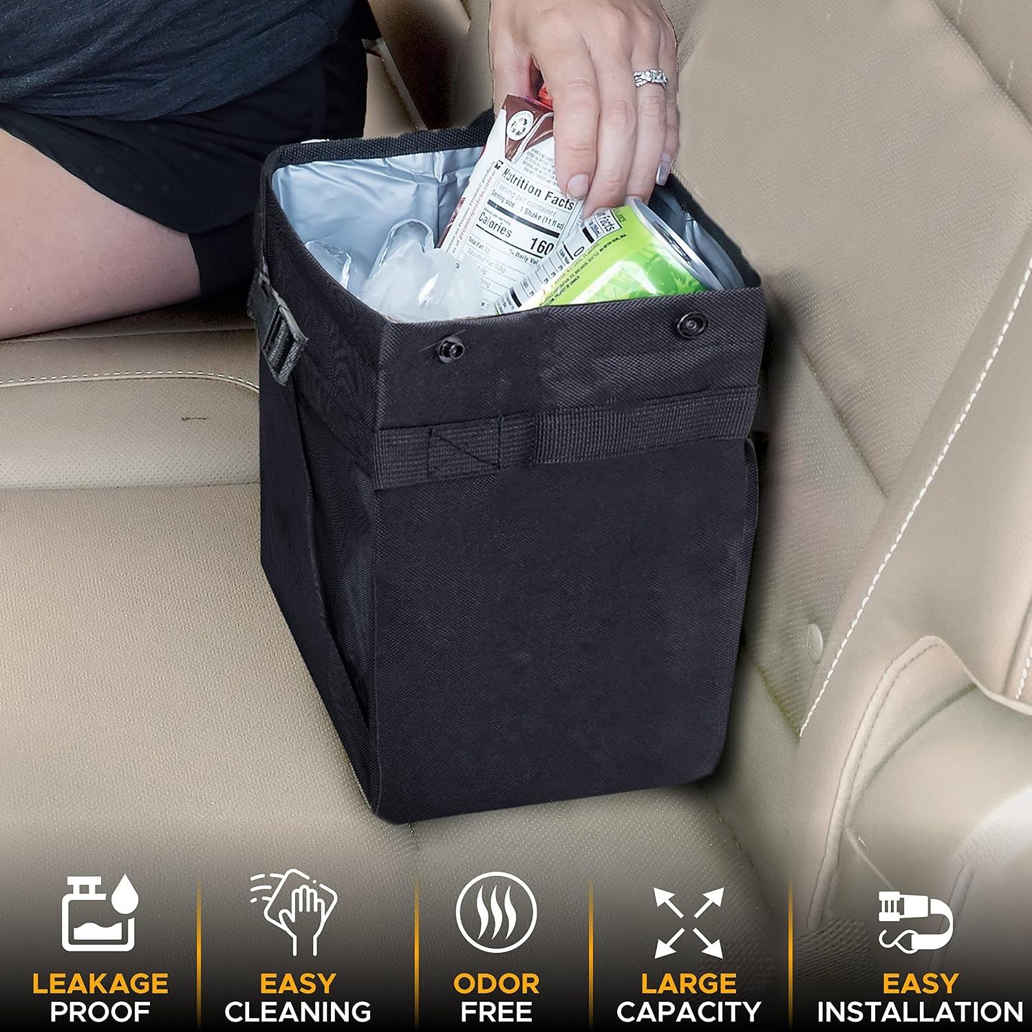image:imageEcoNour Gap Filler amp Car Pocket Organizer 2 Pack Car Trash Bag Car Console Pocket Organizer Hanging Car Trash Bag