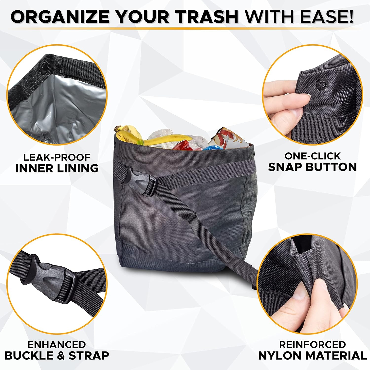 image:imageEcoNour Gap Filler amp Car Pocket Organizer 2 Pack Car Trash Bag Car Console Pocket Organizer Hanging Car Trash Bag