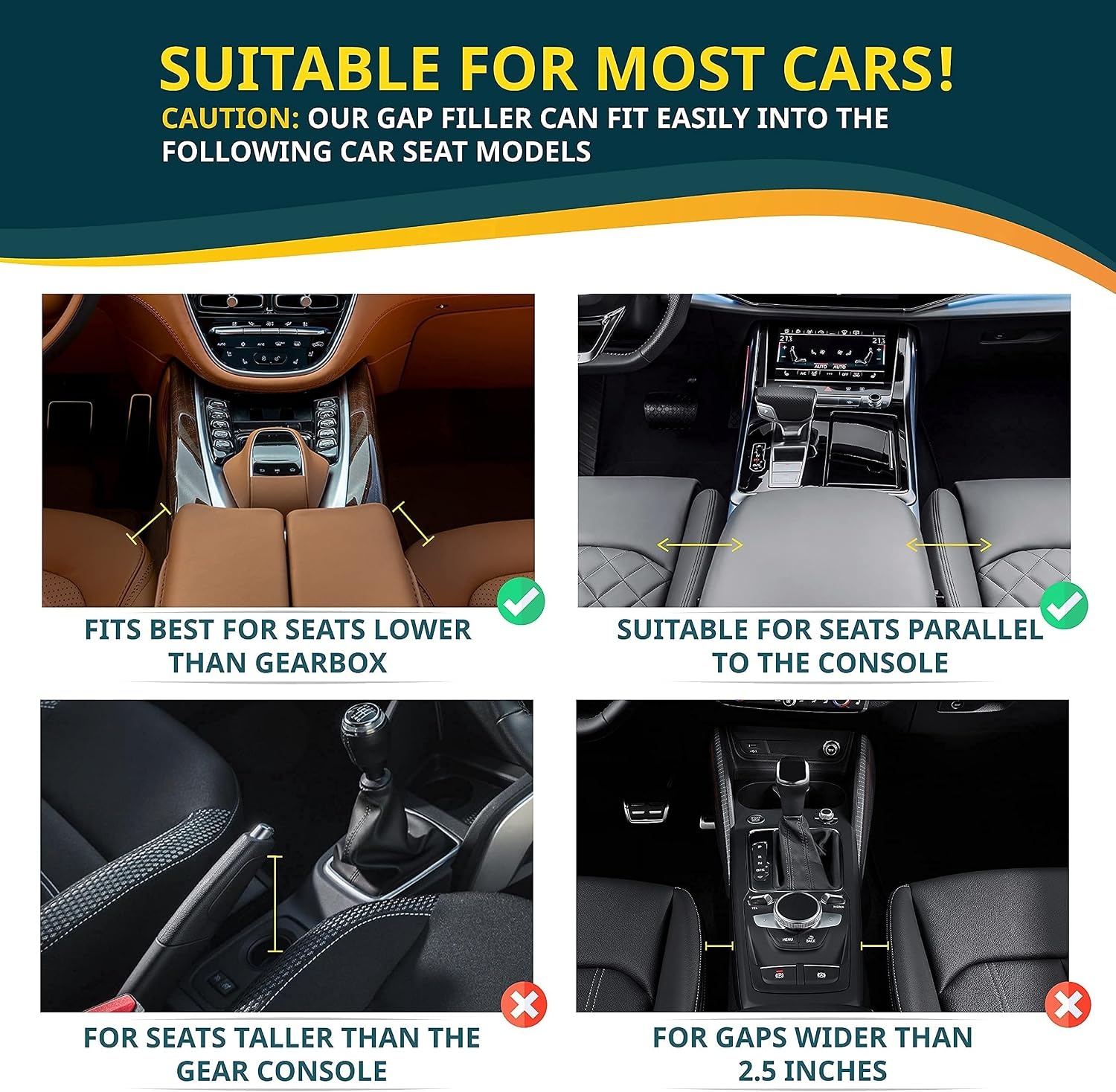 image:imageEcoNour Gift Bundles Car Seat Organizer Front Seat Gap Filler 2 Pack Car Seat Gap Filler with Cup Holder 2 Pack Car Seat Pockets Travel Accessories