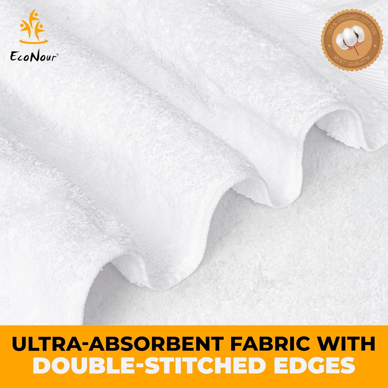 image:imageEcoNour Luxury 4Pack White Turkish Cotton Bath Towels 550 GSM 100 Cotton 27x54 Inch Ultra Soft Quick Dry amp Highly Absorbent for Bathroom Gym amp TravelWhite