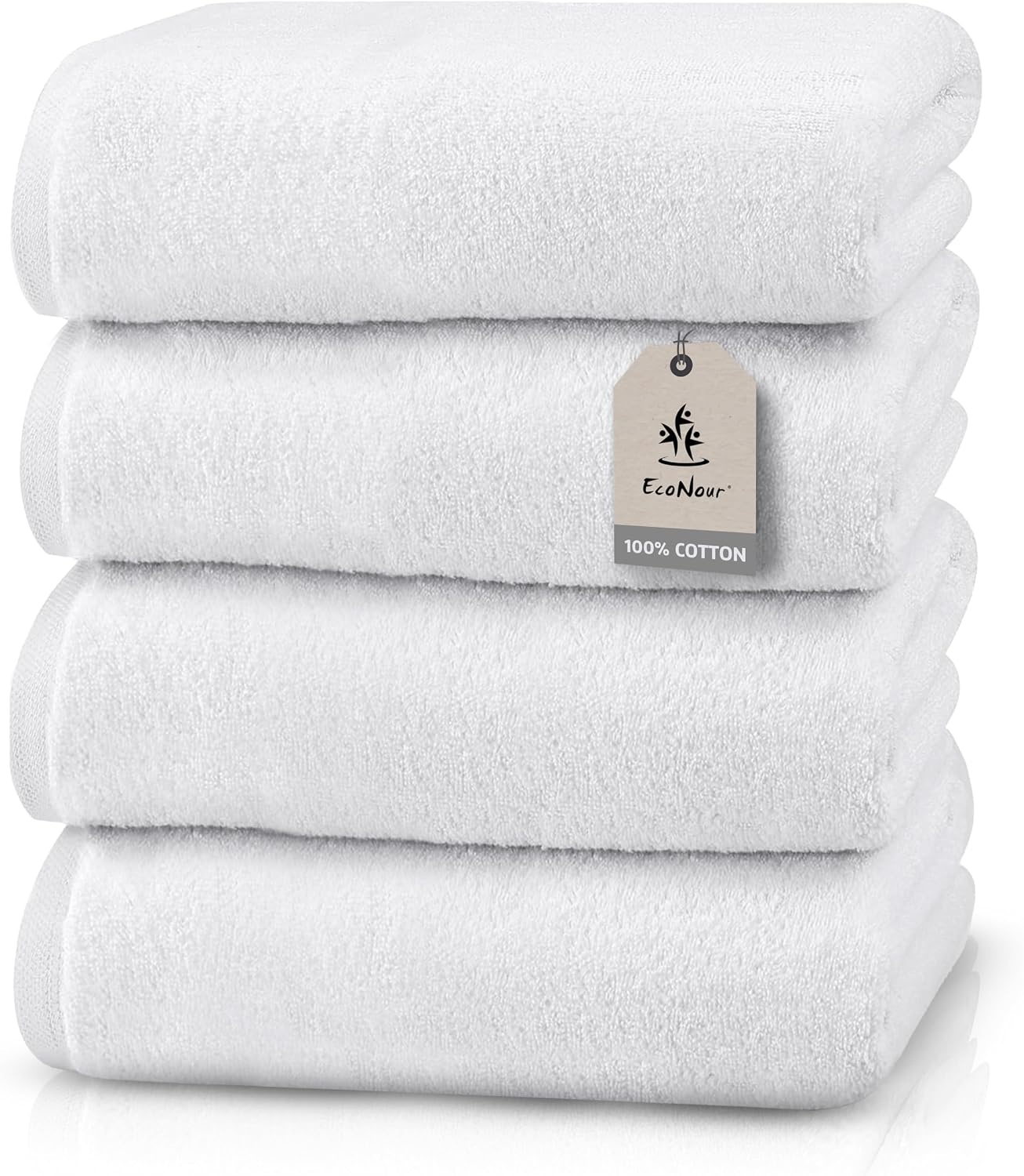 image:imageEcoNour Luxury 4Pack White Turkish Cotton Bath Towels 550 GSM 100 Cotton 27x54 Inch Ultra Soft Quick Dry amp Highly Absorbent for Bathroom Gym amp TravelWhite
