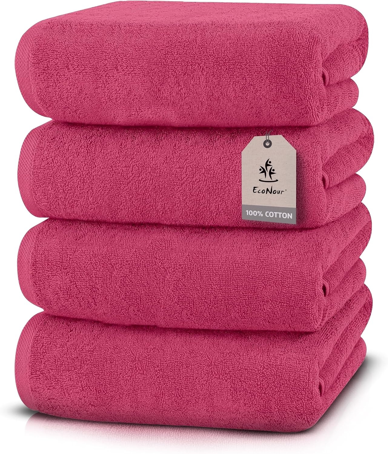 image:imageEcoNour Luxury 4Pack White Turkish Cotton Bath Towels 550 GSM 100 Cotton 27x54 Inch Ultra Soft Quick Dry amp Highly Absorbent for Bathroom Gym amp TravelPink