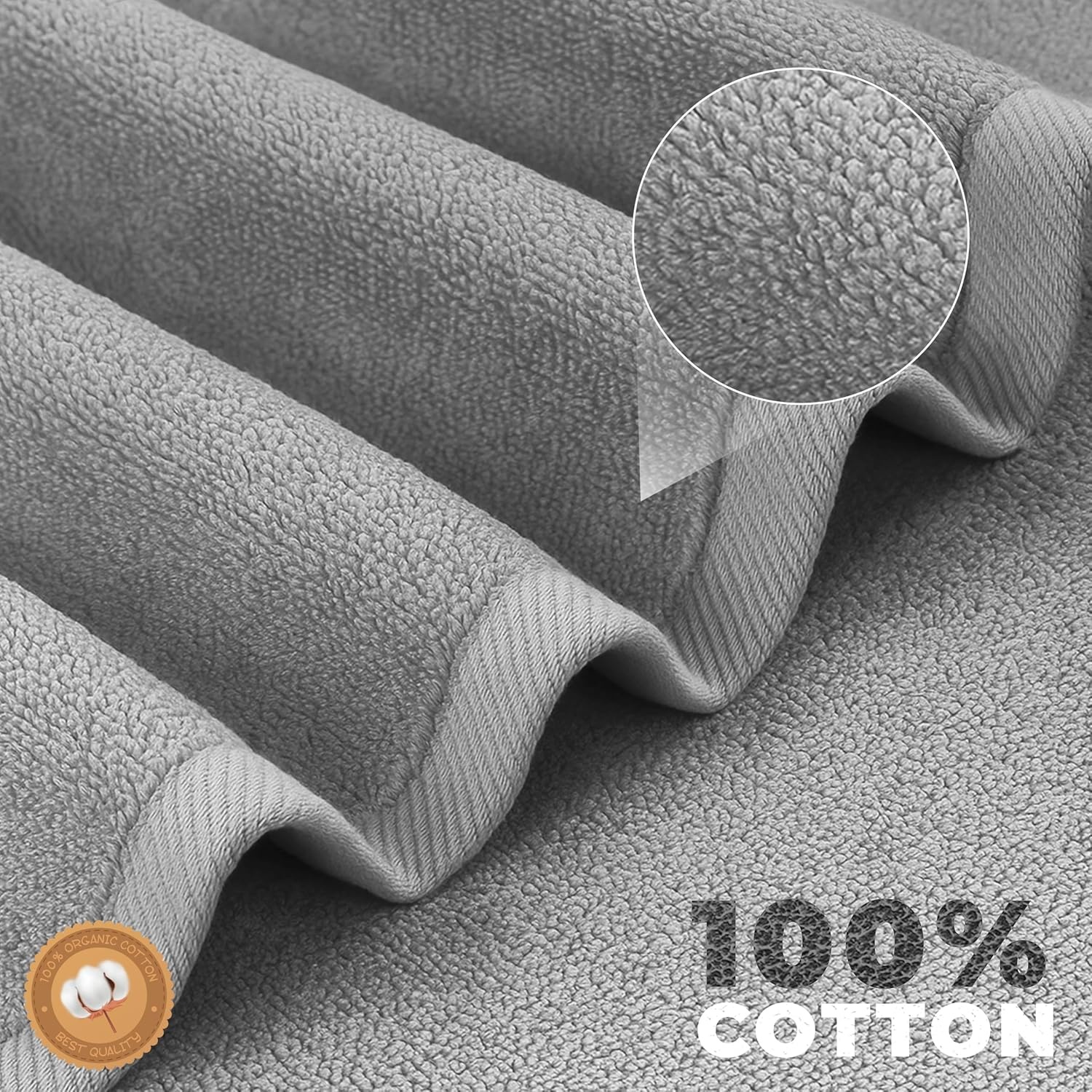 image:imageEcoNour Luxury 4Pack White Turkish Cotton Bath Towels 550 GSM 100 Cotton 27x54 Inch Ultra Soft Quick Dry amp Highly Absorbent for Bathroom Gym amp TravelGrey