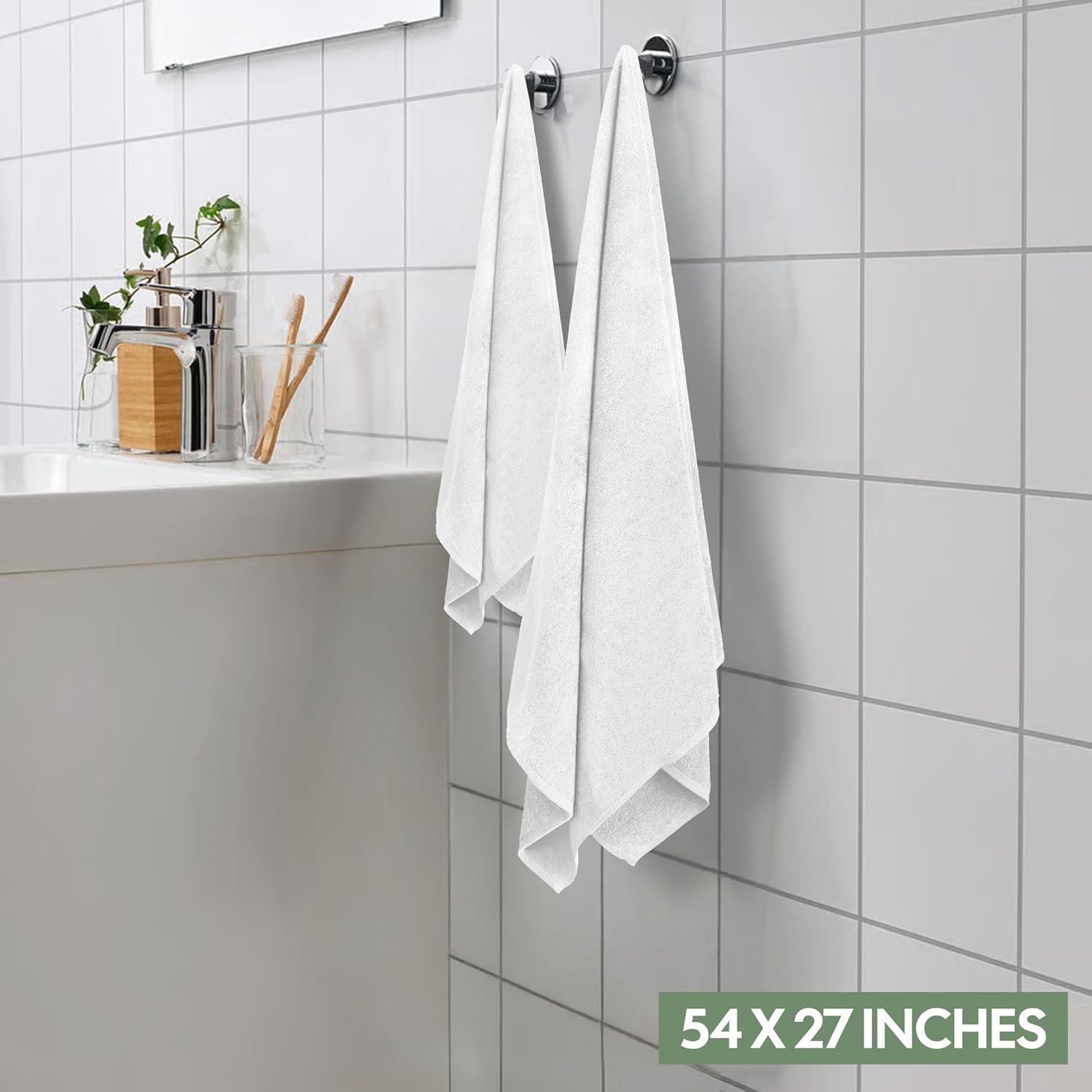 image:imageEcoNour Luxury 4Pack White Turkish Cotton Bath Towels 550 GSM 100 Cotton 27x54 Inch Ultra Soft Quick Dry amp Highly Absorbent for Bathroom Gym amp TravelWhite