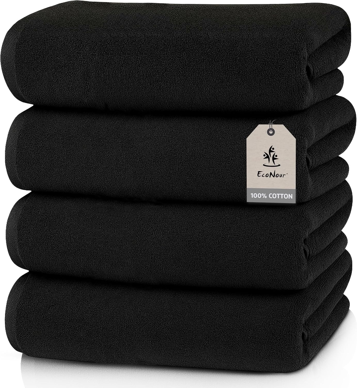 image:imageEcoNour Luxury 4Pack White Turkish Cotton Bath Towels 550 GSM 100 Cotton 27x54 Inch Ultra Soft Quick Dry amp Highly Absorbent for Bathroom Gym amp TravelBlack