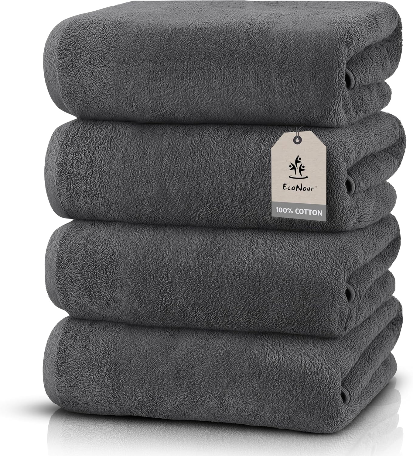 image:imageEcoNour Luxury 4Pack White Turkish Cotton Bath Towels 550 GSM 100 Cotton 27x54 Inch Ultra Soft Quick Dry amp Highly Absorbent for Bathroom Gym amp TravelDark Grey