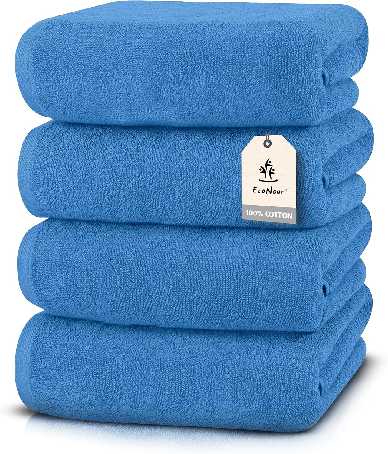 image:imageEcoNour Luxury 4Pack White Turkish Cotton Bath Towels 550 GSM 100 Cotton 27x54 Inch Ultra Soft Quick Dry amp Highly Absorbent for Bathroom Gym amp TravelNavy Blue