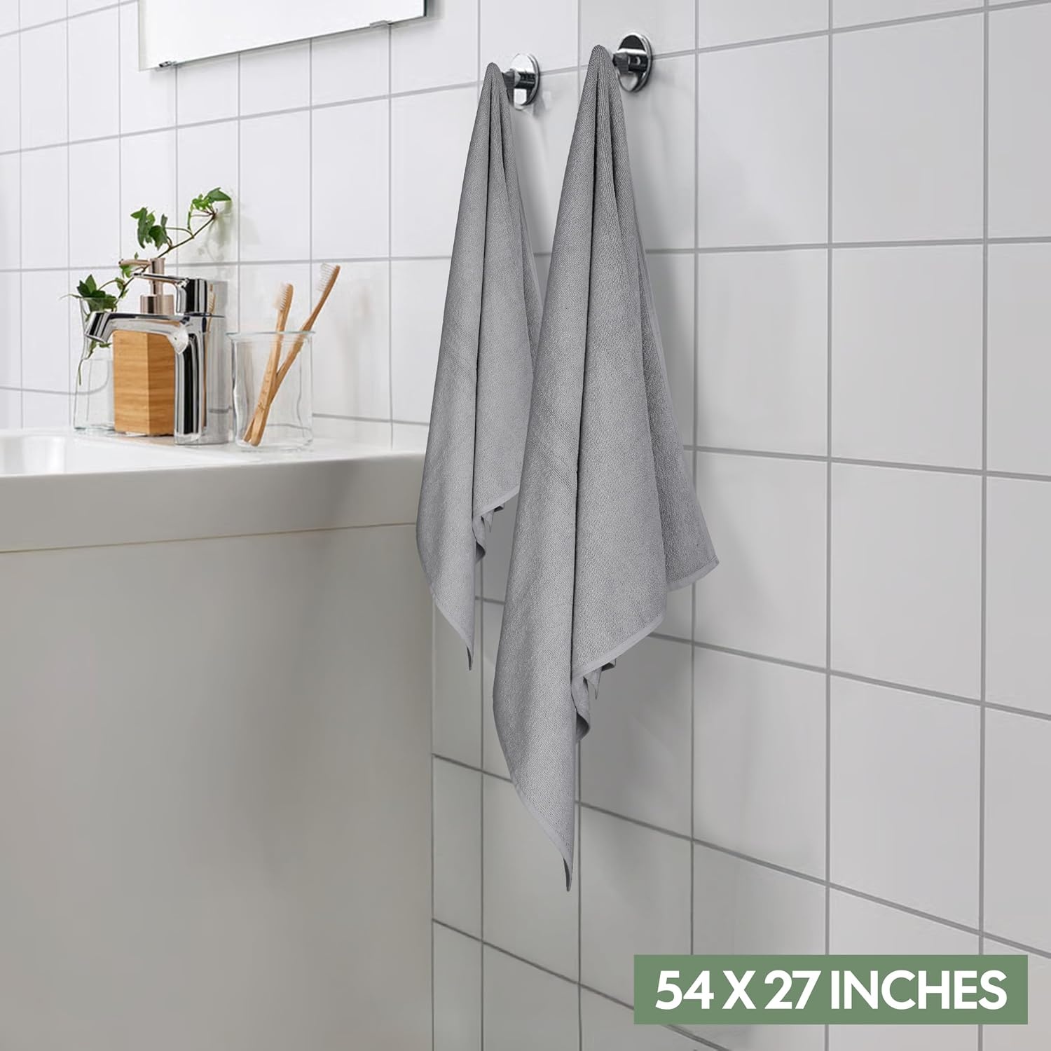 image:imageEcoNour Luxury 4Pack White Turkish Cotton Bath Towels 550 GSM 100 Cotton 27x54 Inch Ultra Soft Quick Dry amp Highly Absorbent for Bathroom Gym amp TravelGrey