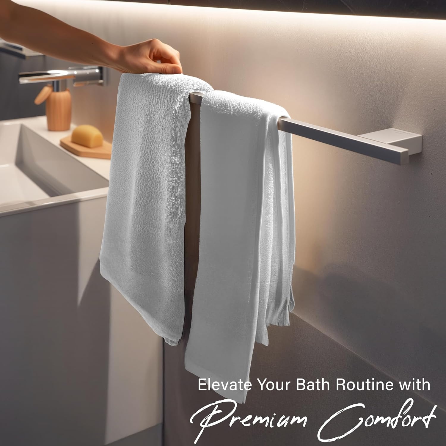 image:imageEcoNour Luxury 4Pack White Turkish Cotton Bath Towels 550 GSM 100 Cotton 27x54 Inch Ultra Soft Quick Dry amp Highly Absorbent for Bathroom Gym amp TravelWhite